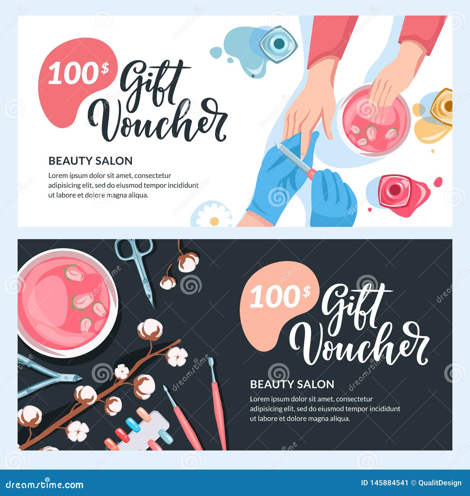 Manicure Gift Card Voucher Certificate Or Coupon Vector Design Layout Discount Banner Template For Beauty Salon Stock Vector Illustration Of Coupon Gift 145884541