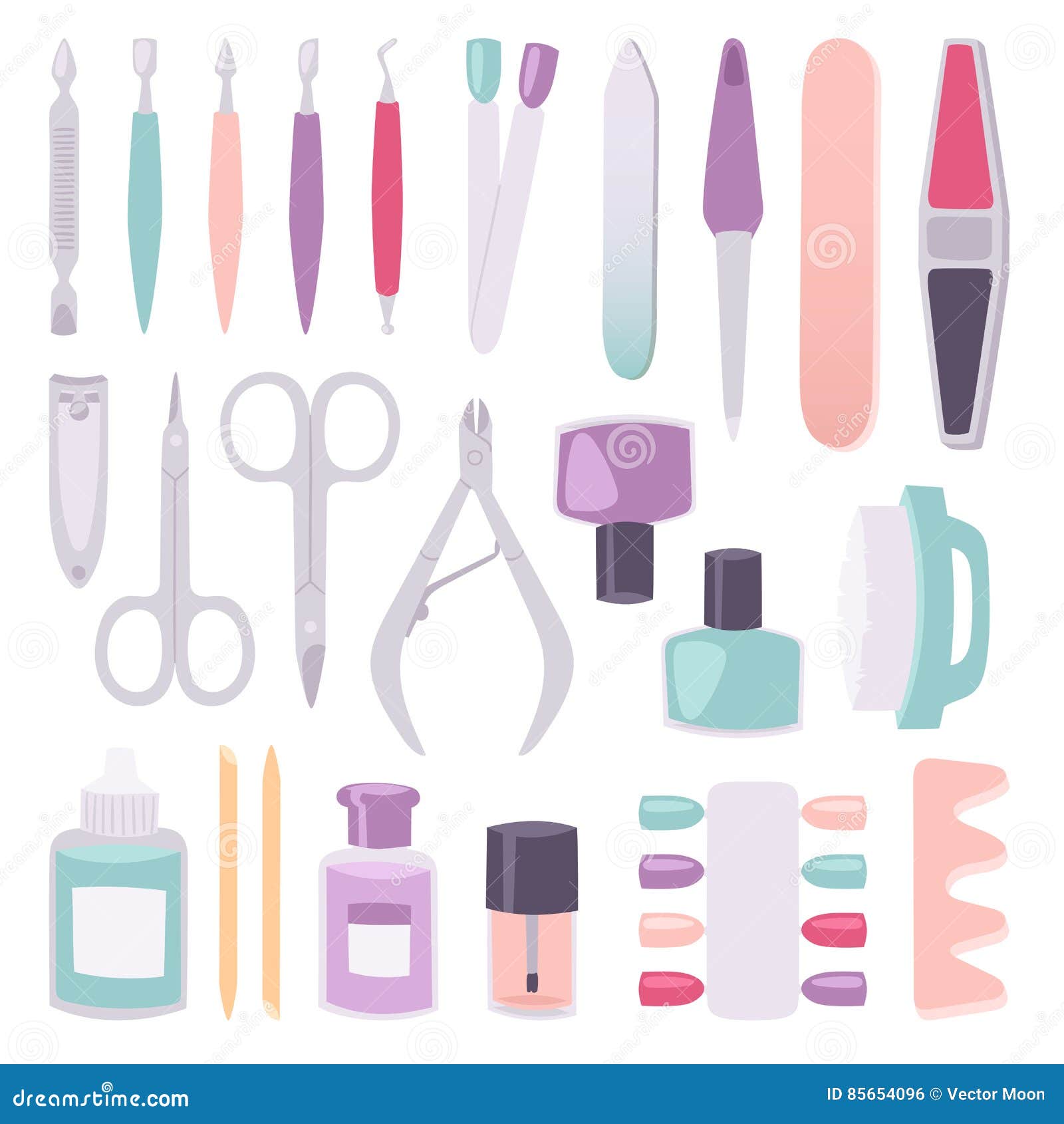 Manicure Instruments Vector Set Cartoon Style Isolated Stock Vector ...