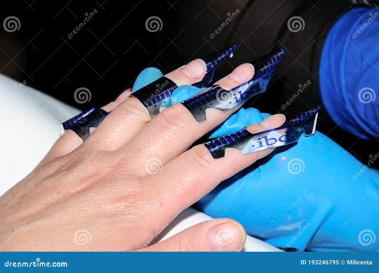 Hardware Manicure Using Electric Device Machine Procedure For The  Preparation Of Nails Before Applying Nail Polish Hands Of Manicurist In  Black Gloves And Nails Of Client Woman In Beauty Salon Stock Photo -