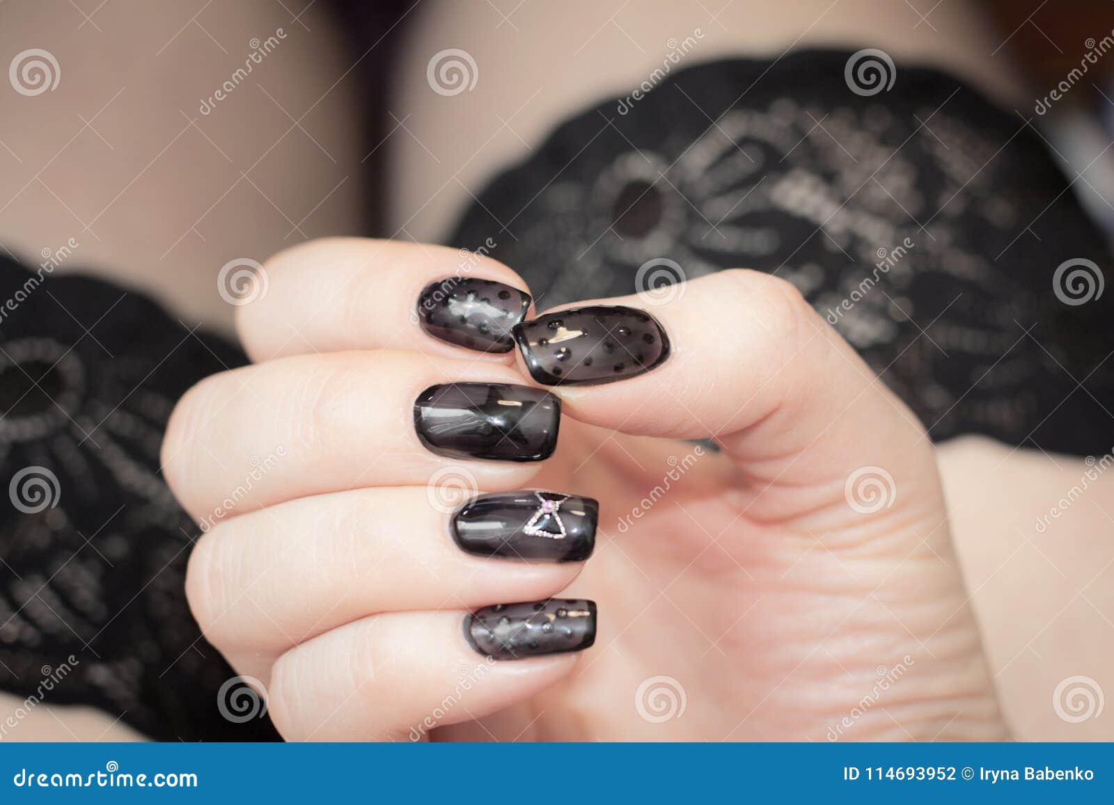 Manicure is Similar To Black Stockings Stock Photo - Image of dotted,  drawing: 114693952