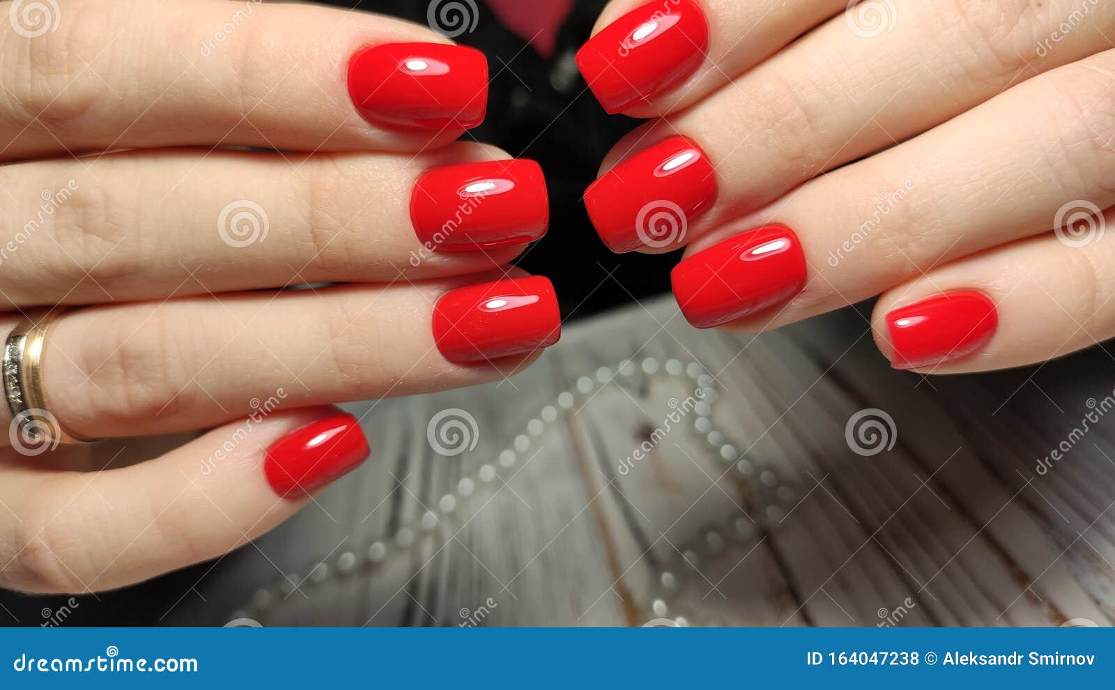 Manicured Nails Colored with Red Nail Polish Stock Photo Image of