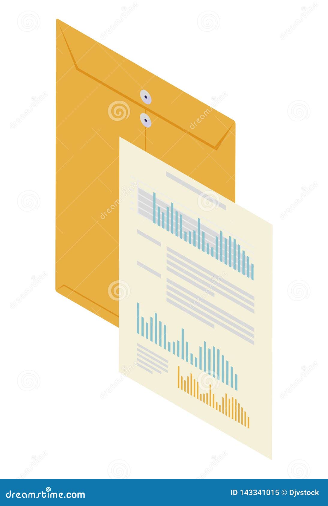 Manila Envelope with Financial Documents Stock Illustration