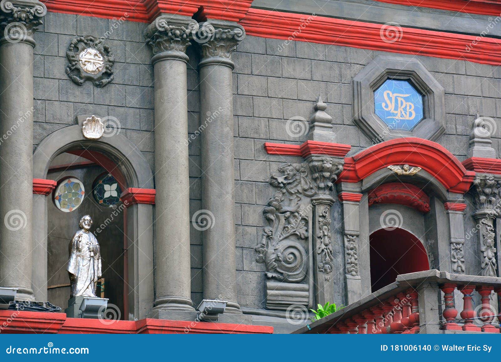 Binondo Church details facade in Manila, Philippines. MANILA, PH - OCT 7 - Binondo Church details facade on October 7, 2017 in Manila, Philippines