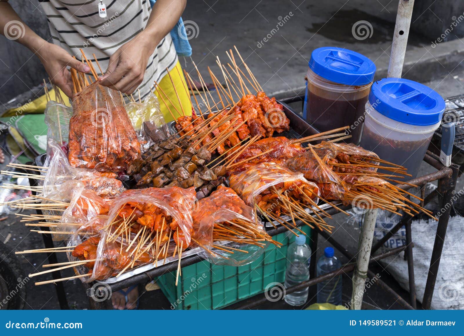 Manila, Philippines - July 16, 2016: Street Food Vendor, Close Up