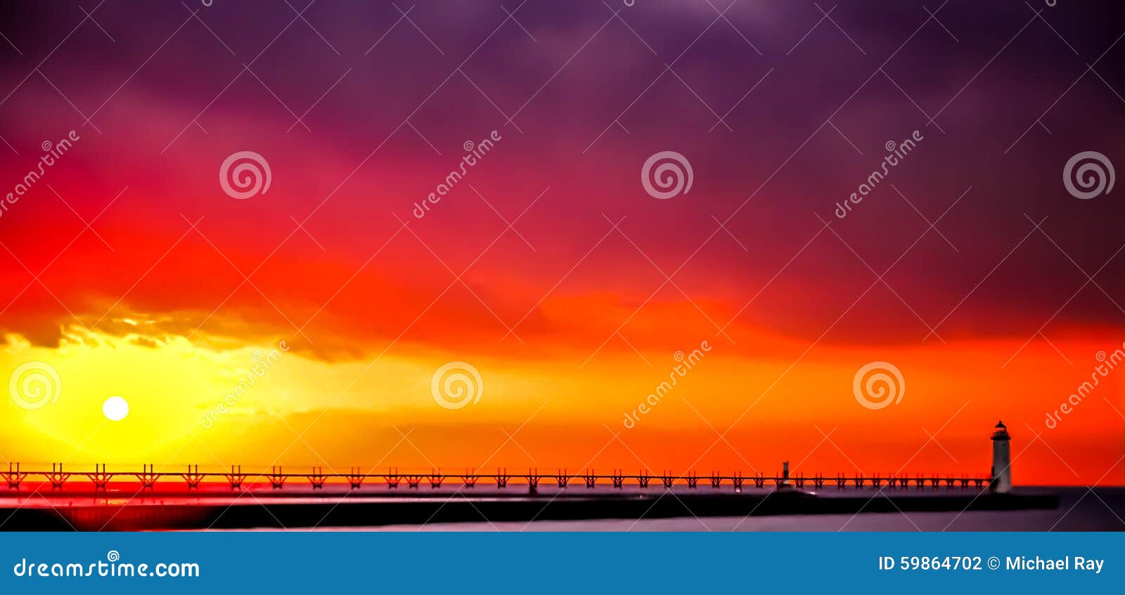 manistee north pierhead lighthouse at sunset