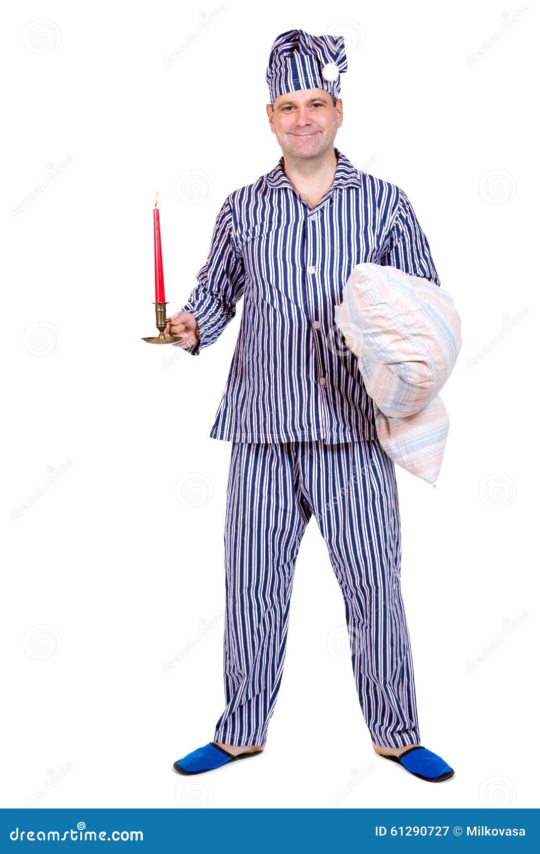 Mann in den Pyjamas stockbild. Bild von schlafanzüge - 61290727