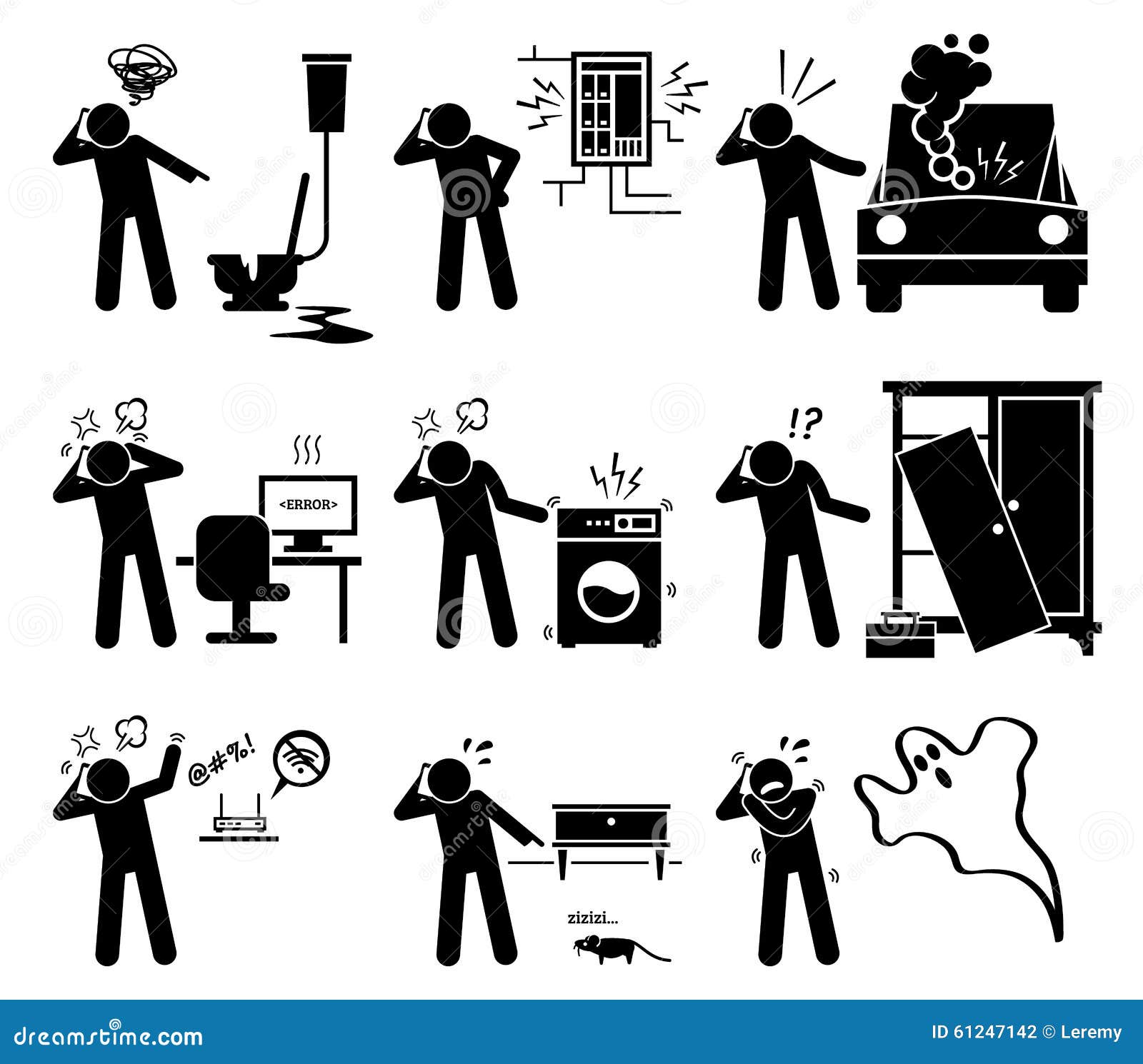 Mann Der Mit Telefon Fur Haushalts Probleme Clipart Nennt Vektor Abbildung Illustration Von Haushalts Clipart