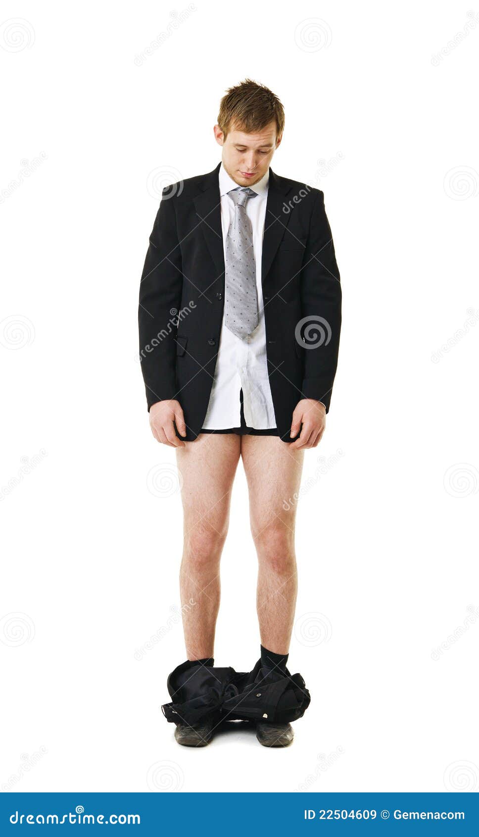 Mann Mit Seinen Hosen Unten Stockbild Bild von geschäftsmann, unten