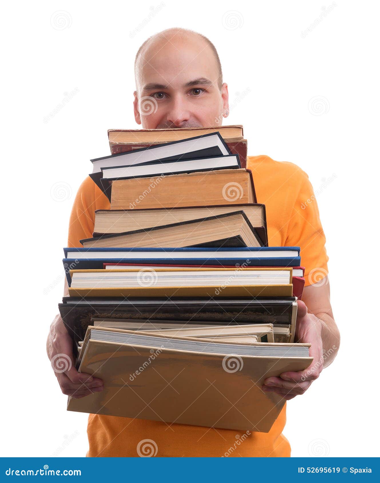 Mann Mit Vielen Buchern Stockbild Bild Von Buchern Mann