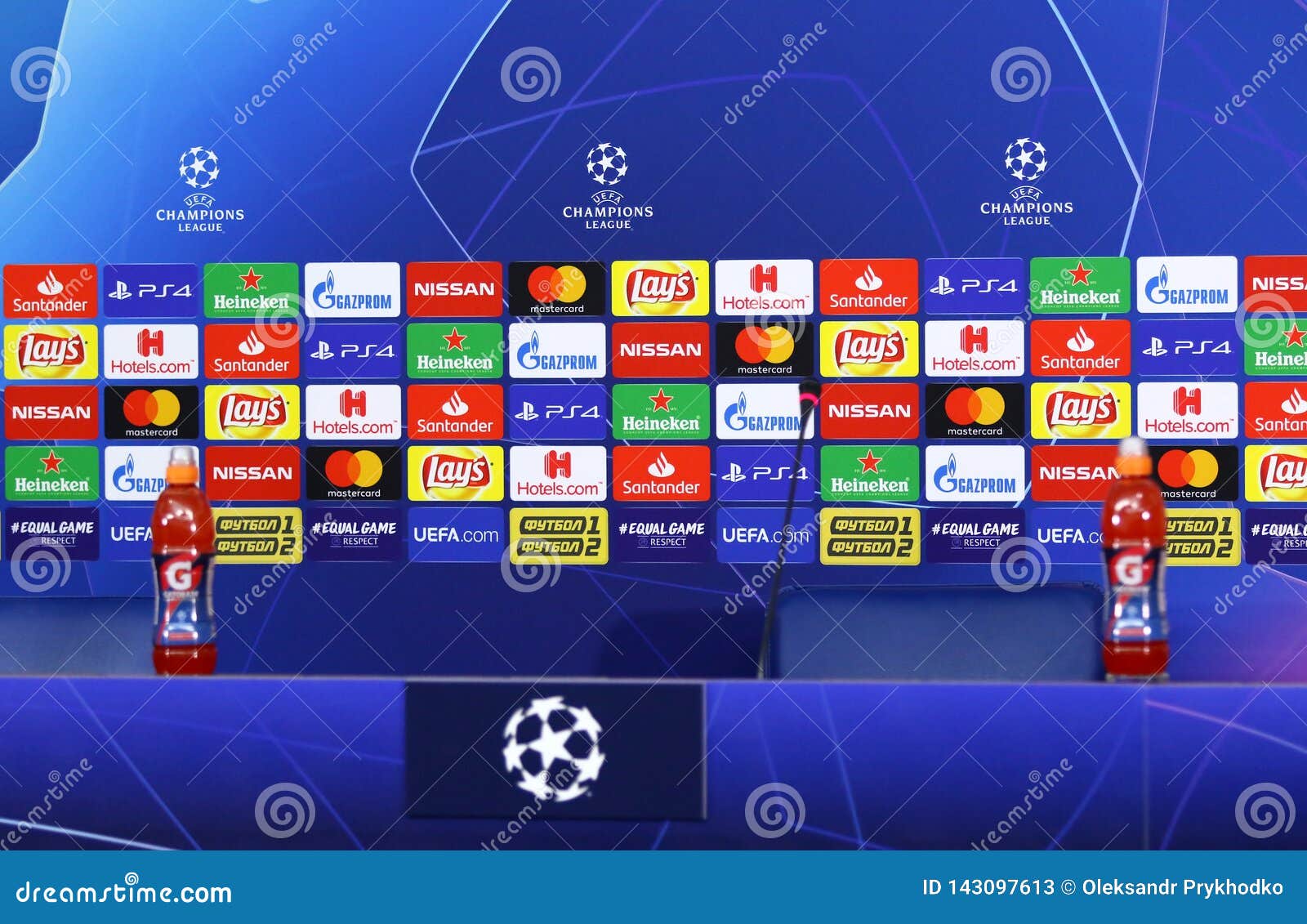 Mann-Stadt UEFA Champions League Shakhtar V Presse-Konferenz Redaktionelles Stockfoto