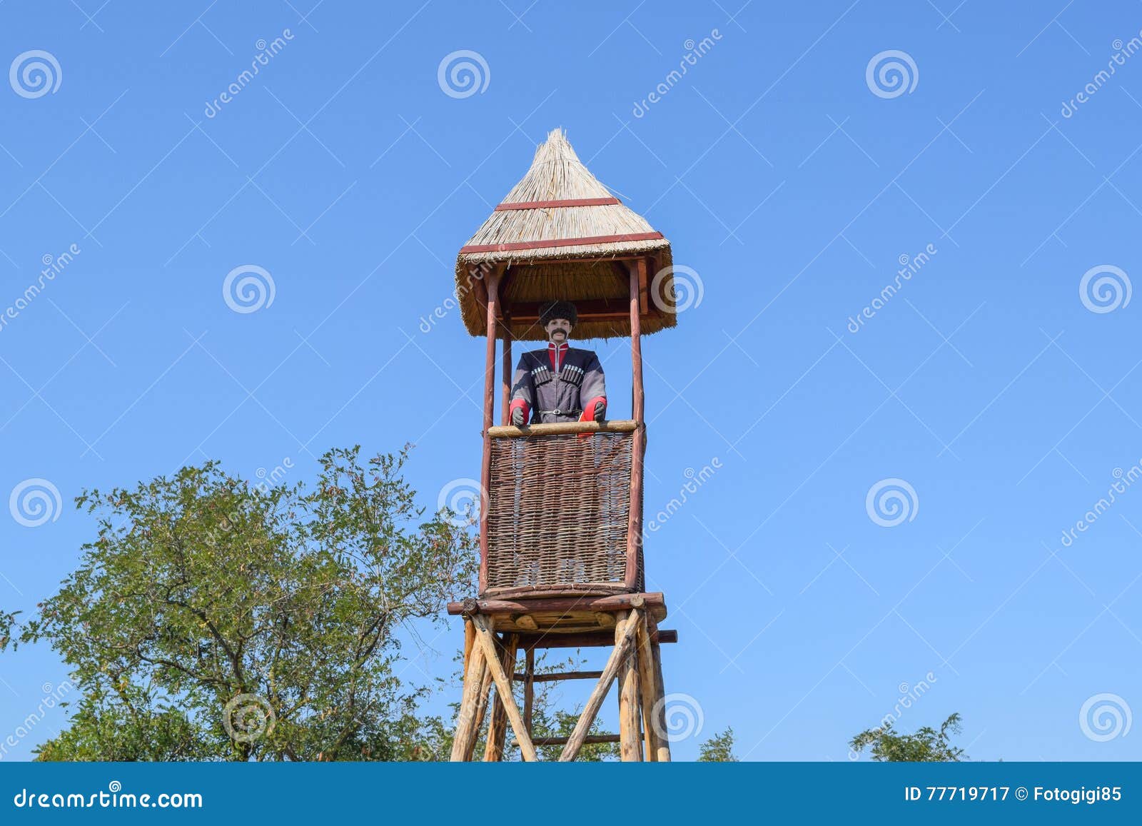 Mannequin in the Form of a Cossack on the Clock Tower Stock Image