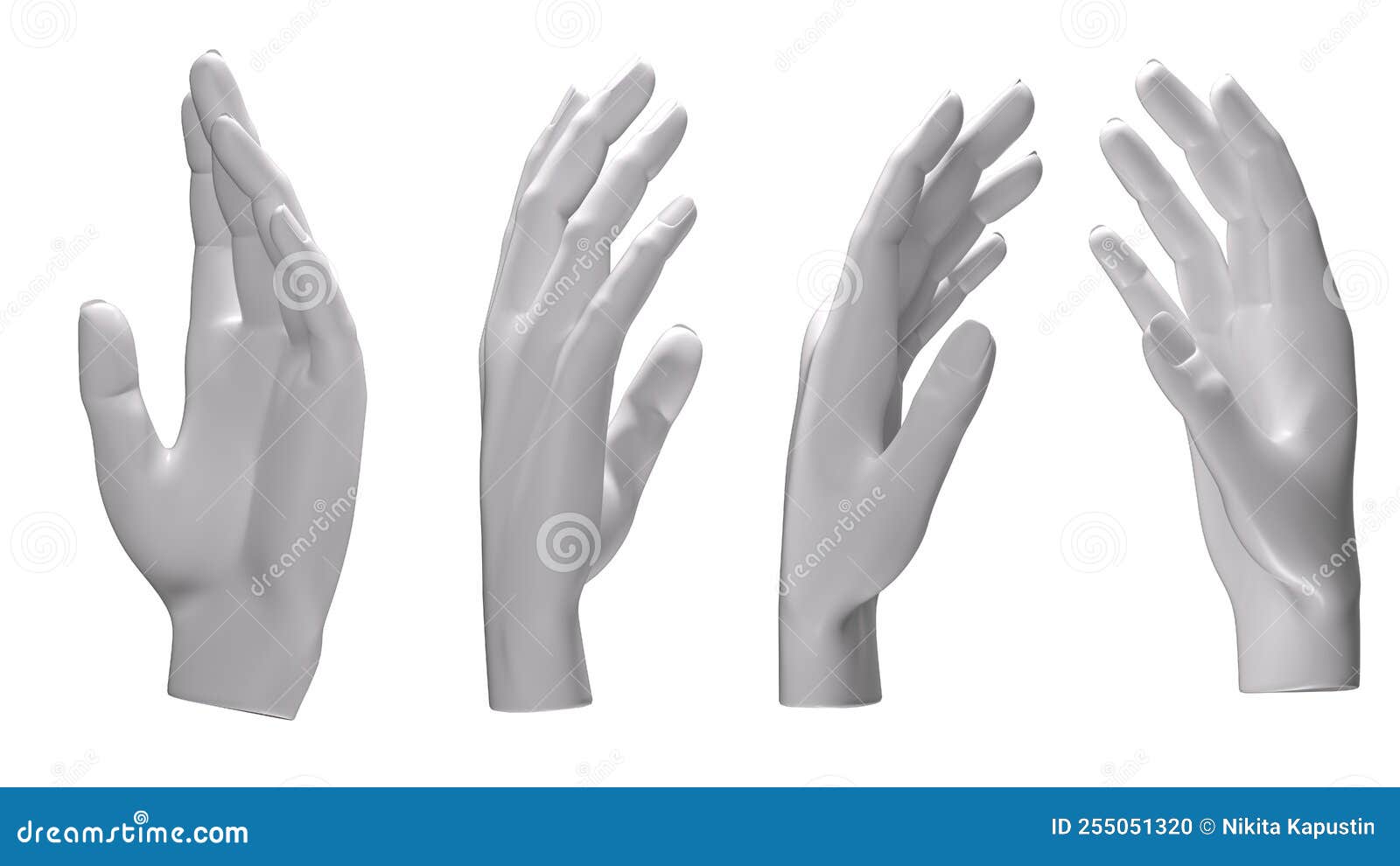Mannequin Hand Set in Different Poses Gestures and Angles 3d