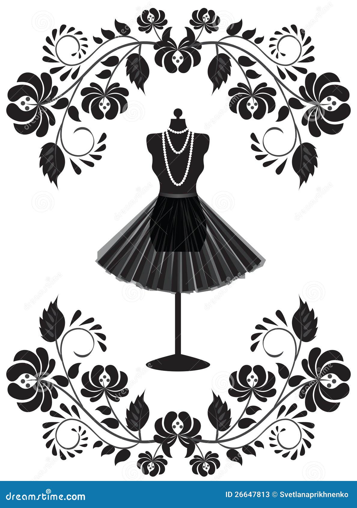 Mannequin with Necklace and Skirt in Floral Fr Stock Vector ...