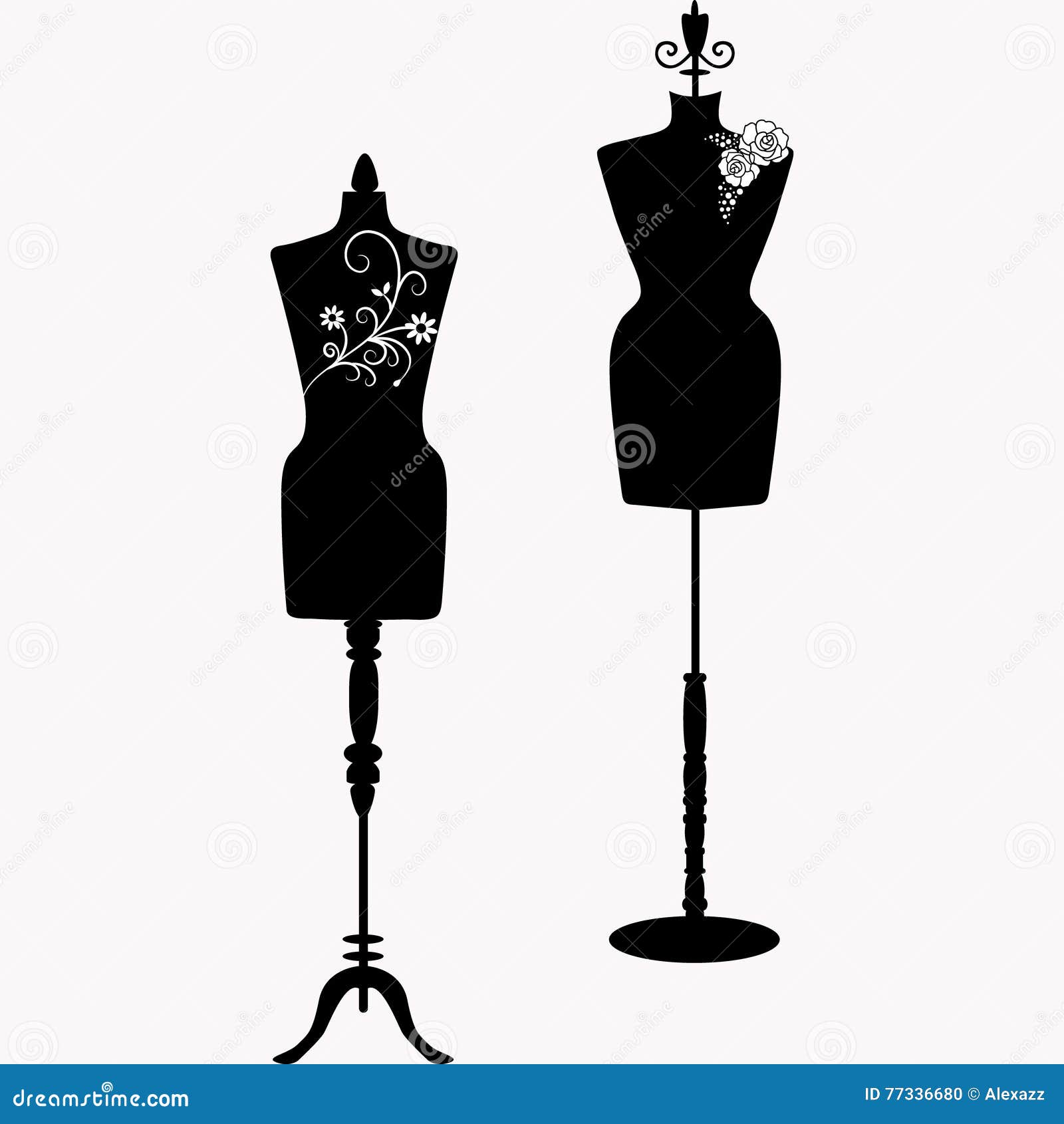 Mannequin Silhouette With Diamond Necklaces Set Cartoon Vector