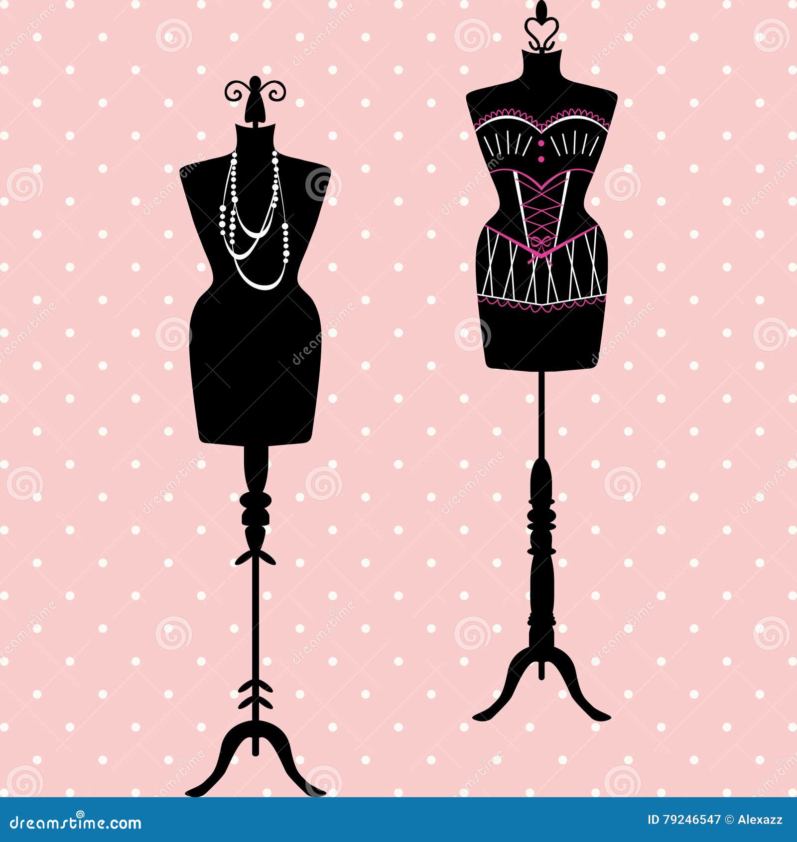 Black Silhouettes Of Mannequins For Sewing On A White Background Vintage  Female Dummy Dress Mannequin Flat Style Stock Illustration - Download Image  Now - iStock