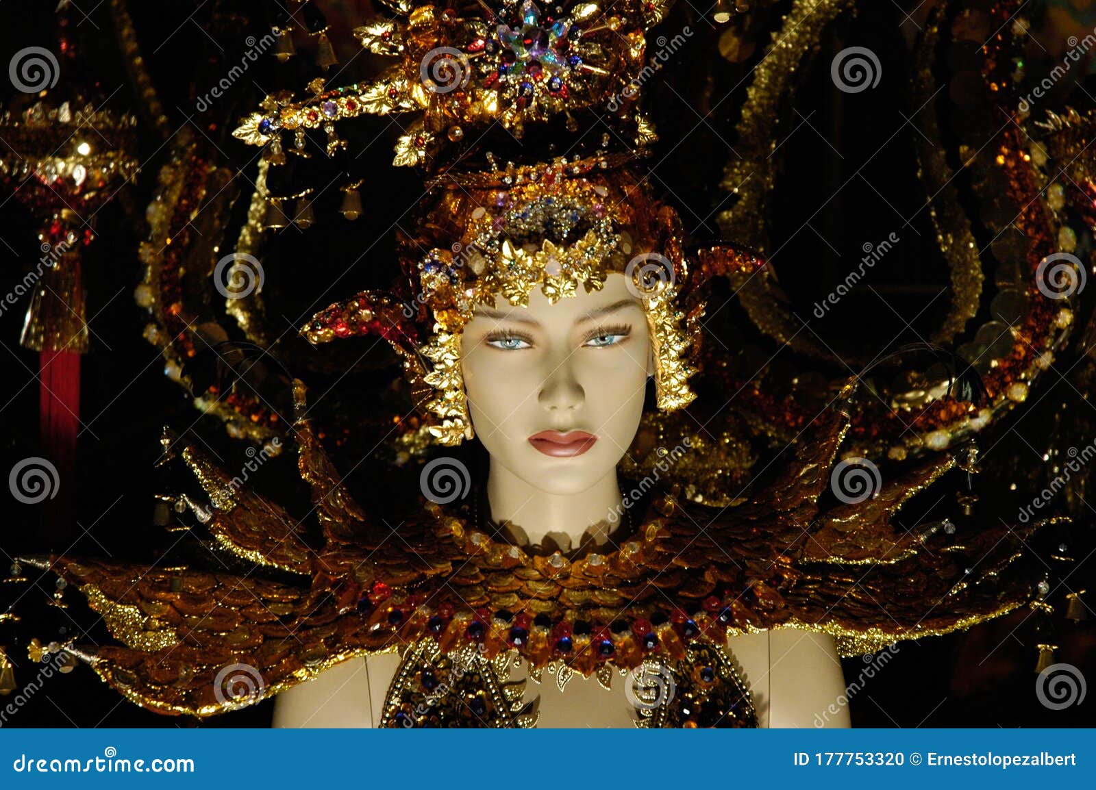 Mannequin with the Typical Canarian Carnival Costume Stock Photo Image of dress, calabash