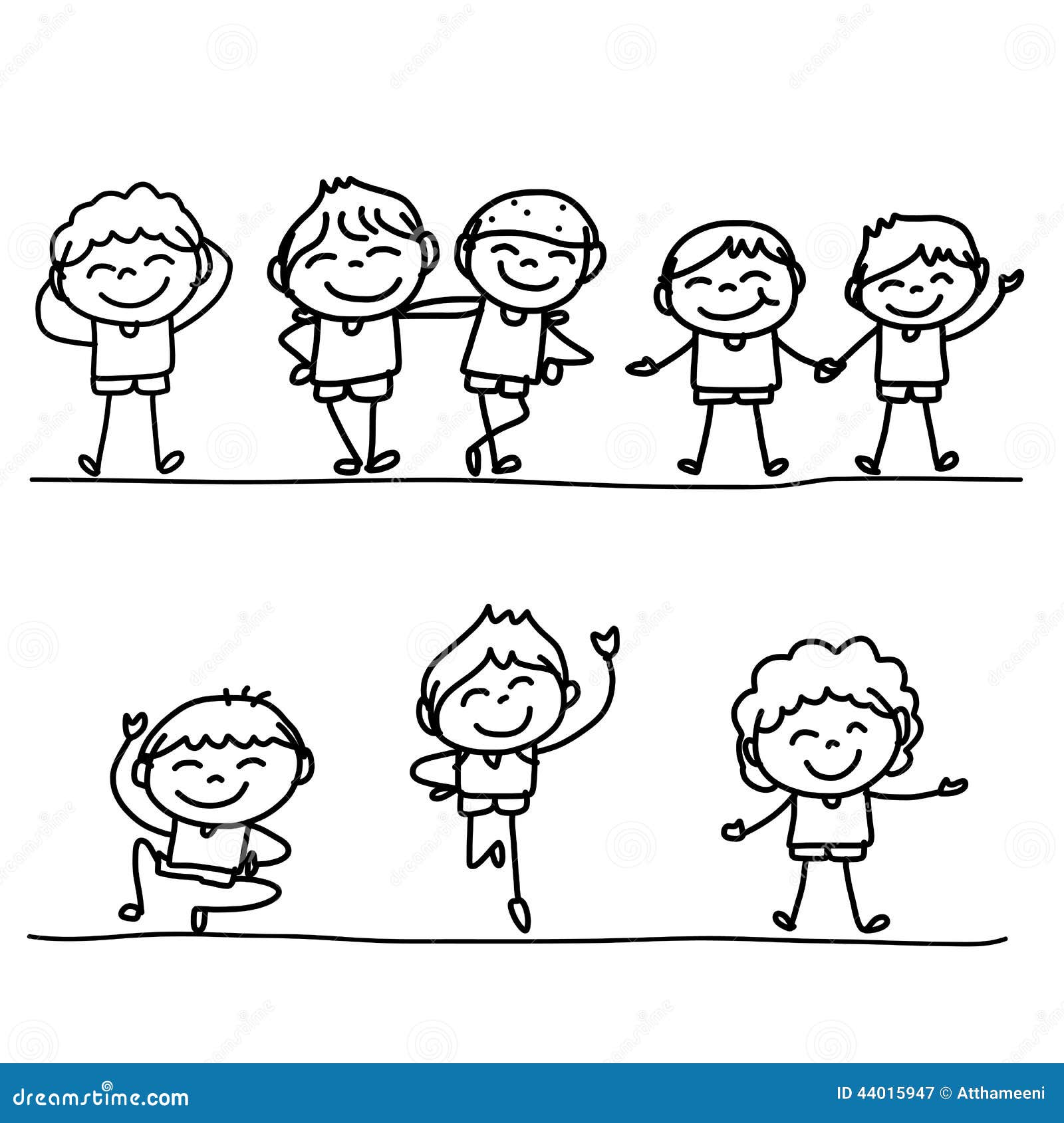 Disegno dei bambini ragazzo e ragazza illustrazione di Mano che disegna i bambini felici illustrazione vettoriale