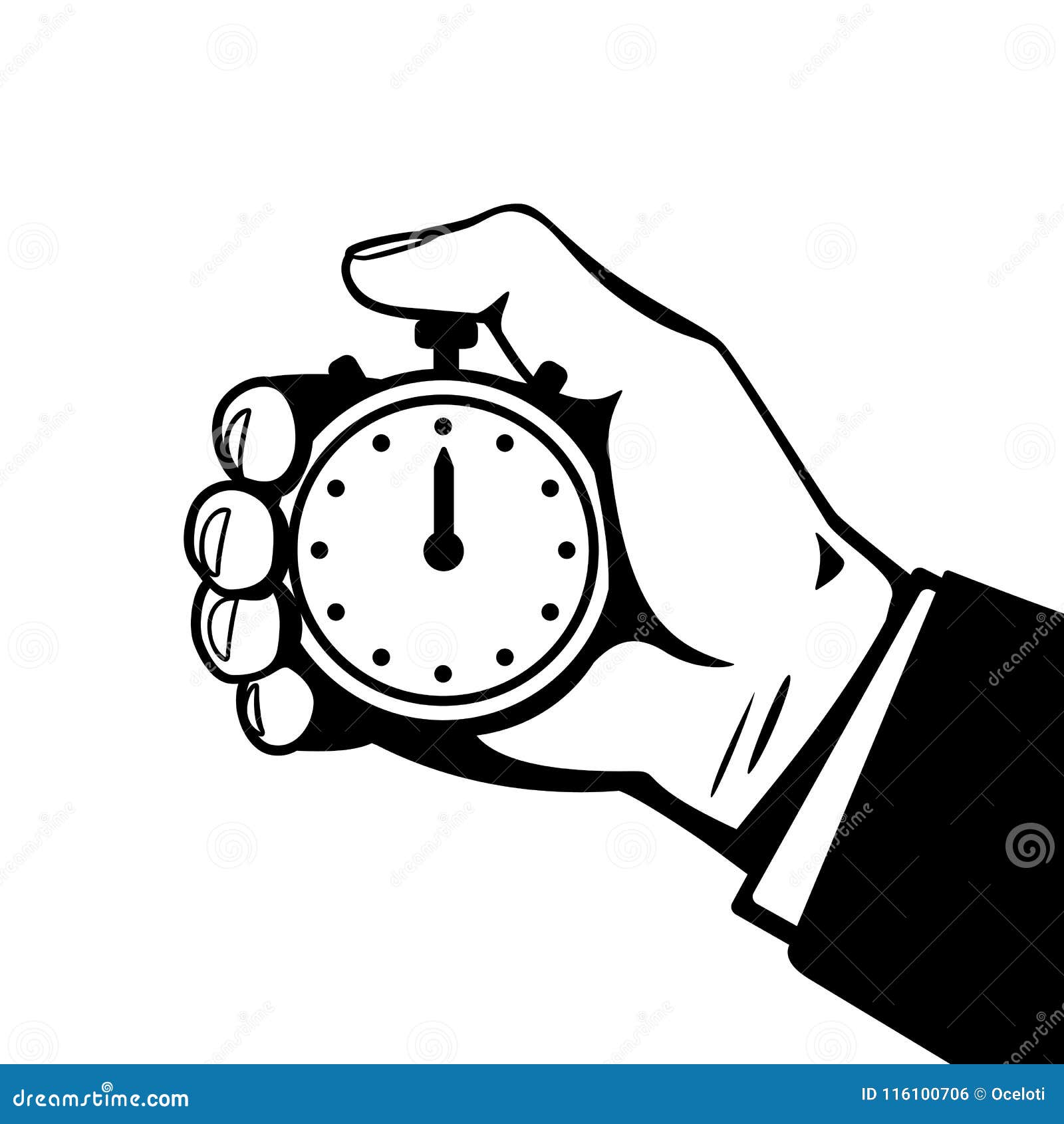 Mano Con El Cronómetro Blanco Y Negro Ilustración del Vector - Ilustración  de flecha, empresario: 116100706, image size:1600x1690