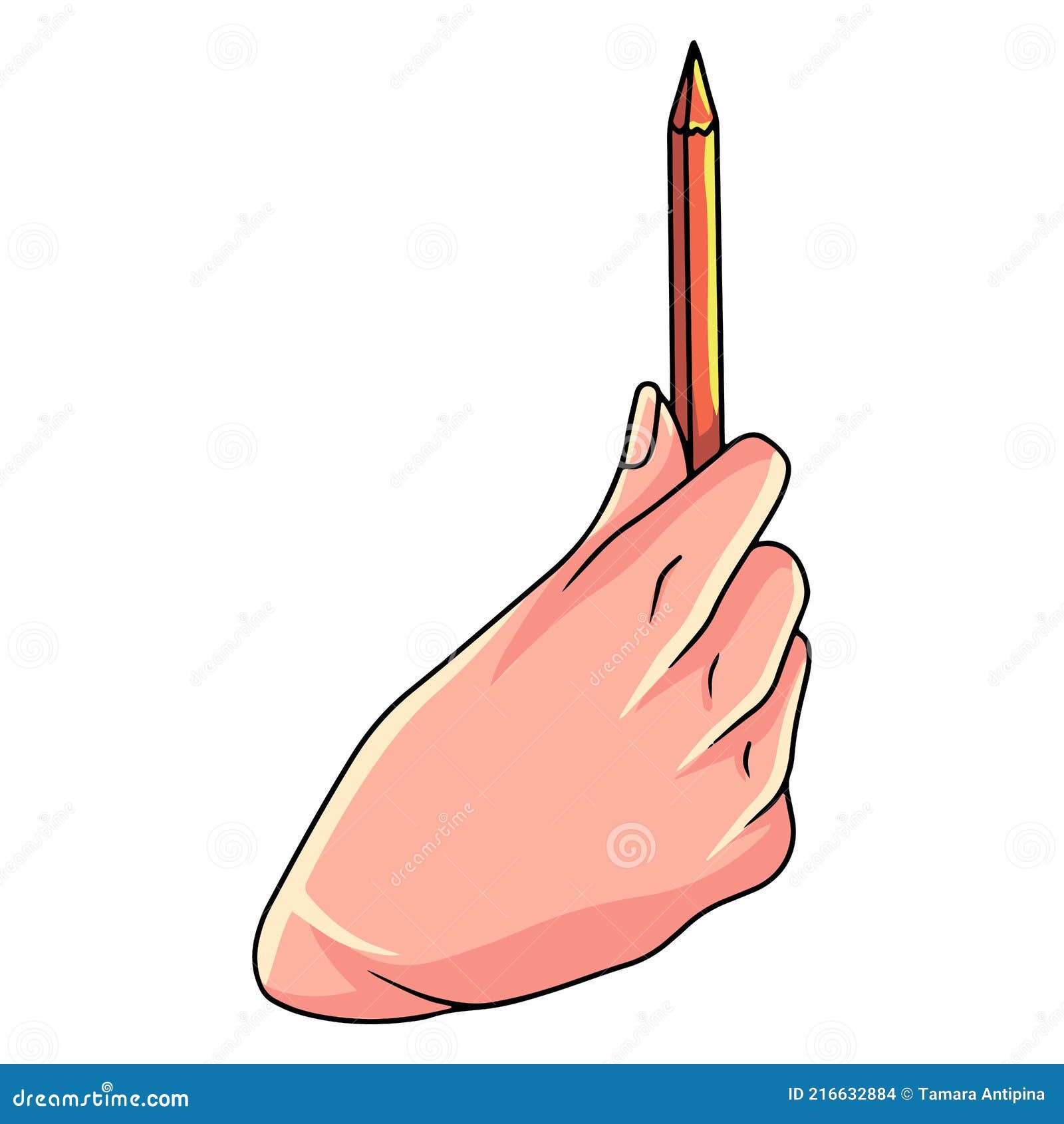Mano Con Un Lápiz. Lápiz Para Dibujar En Una Mano Femenina. Estilo De