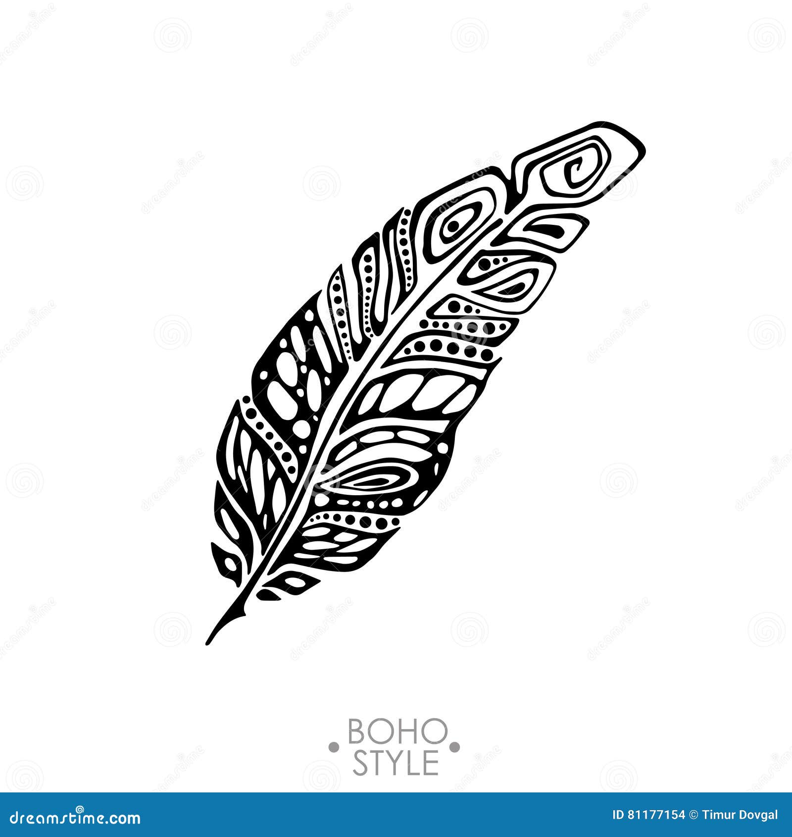 Mano De La Pluma De Boho Del Indio Dibujada Ilustración del Vector -  Ilustración de flecha, handmade: 81177154