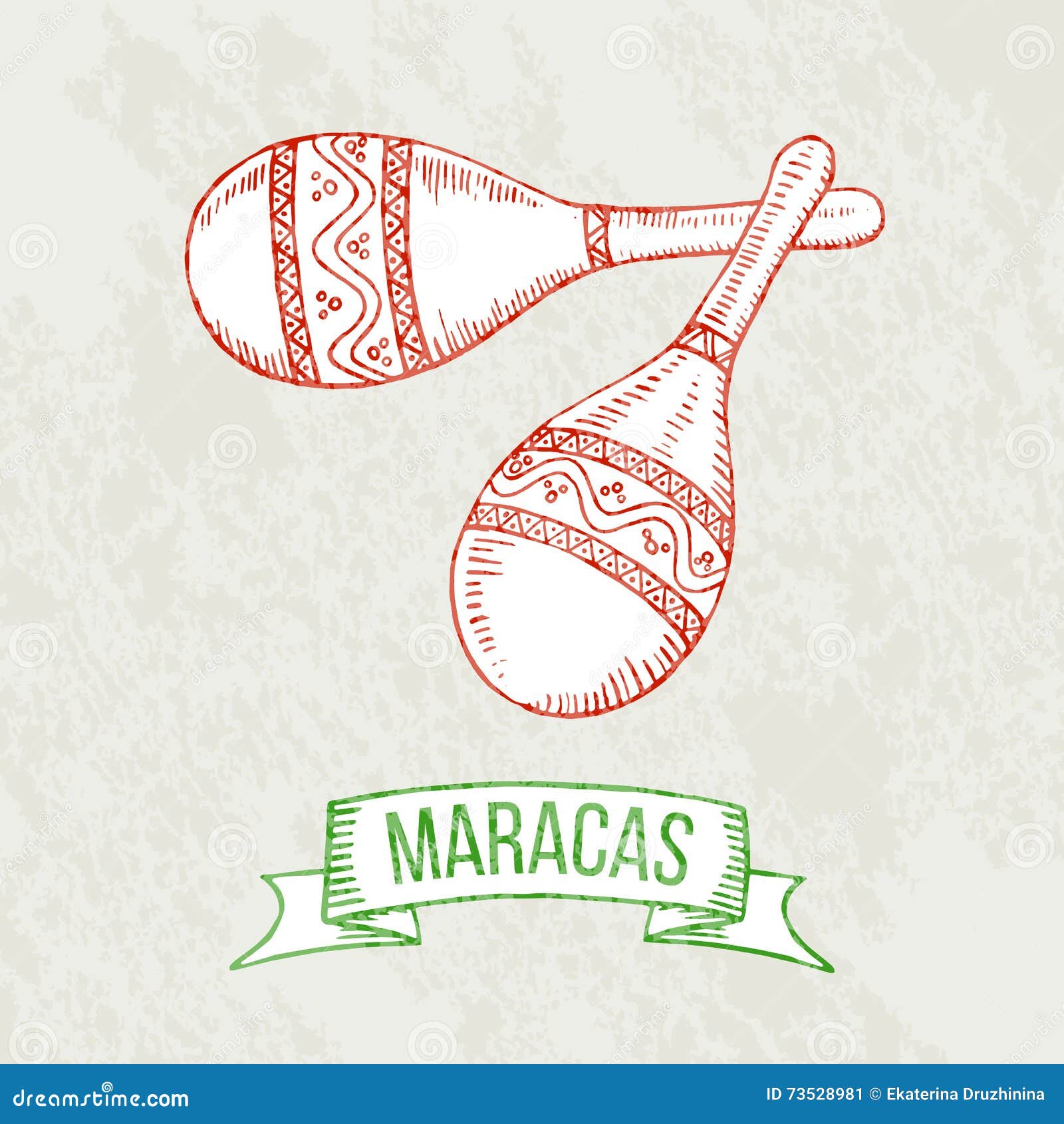 Manodibujo de Maracas ilustración del vector. Ilustración de musical