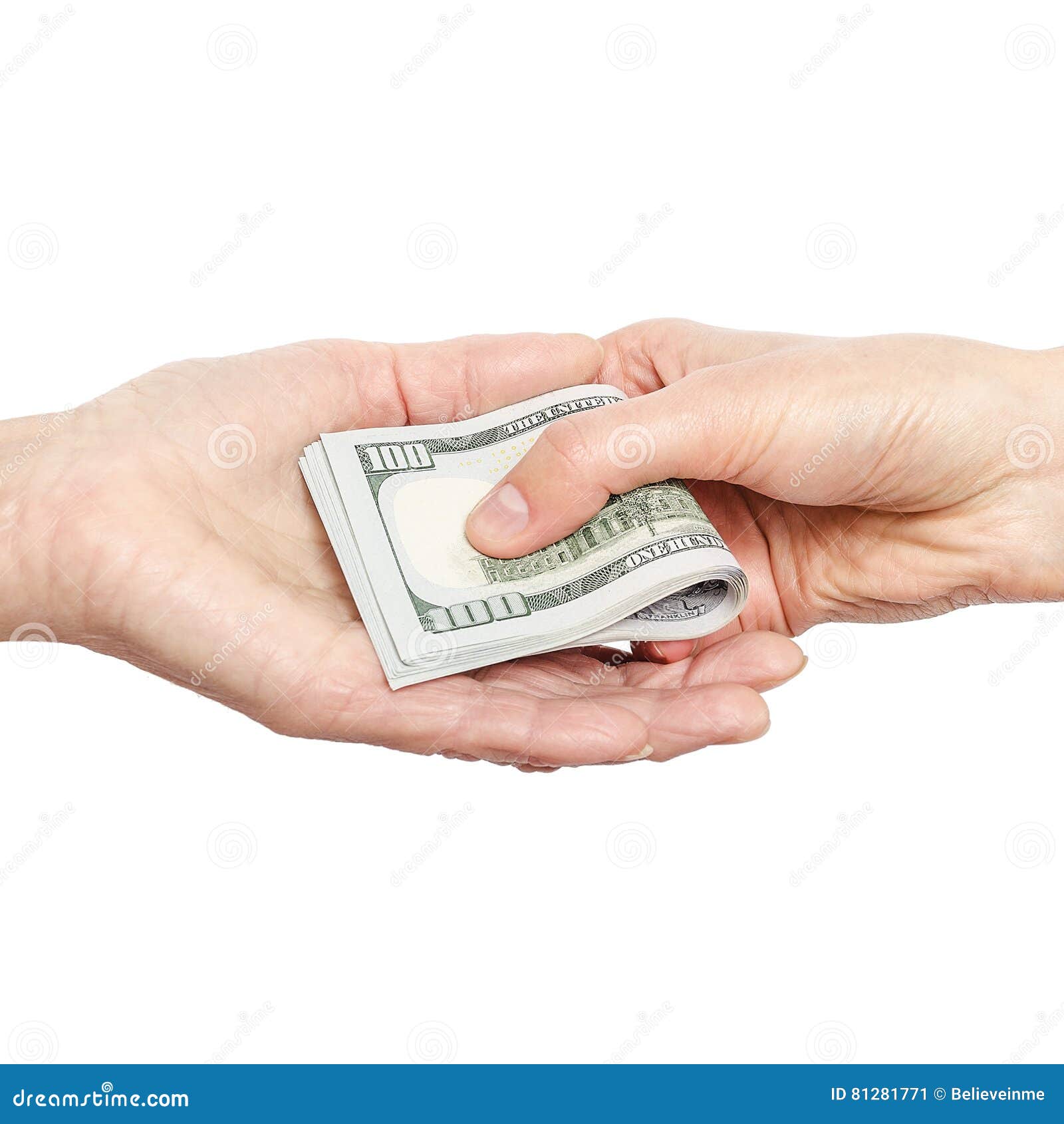 Mano Que Da El Dinero a La Otra Mano Imagen de archivo Imagen de