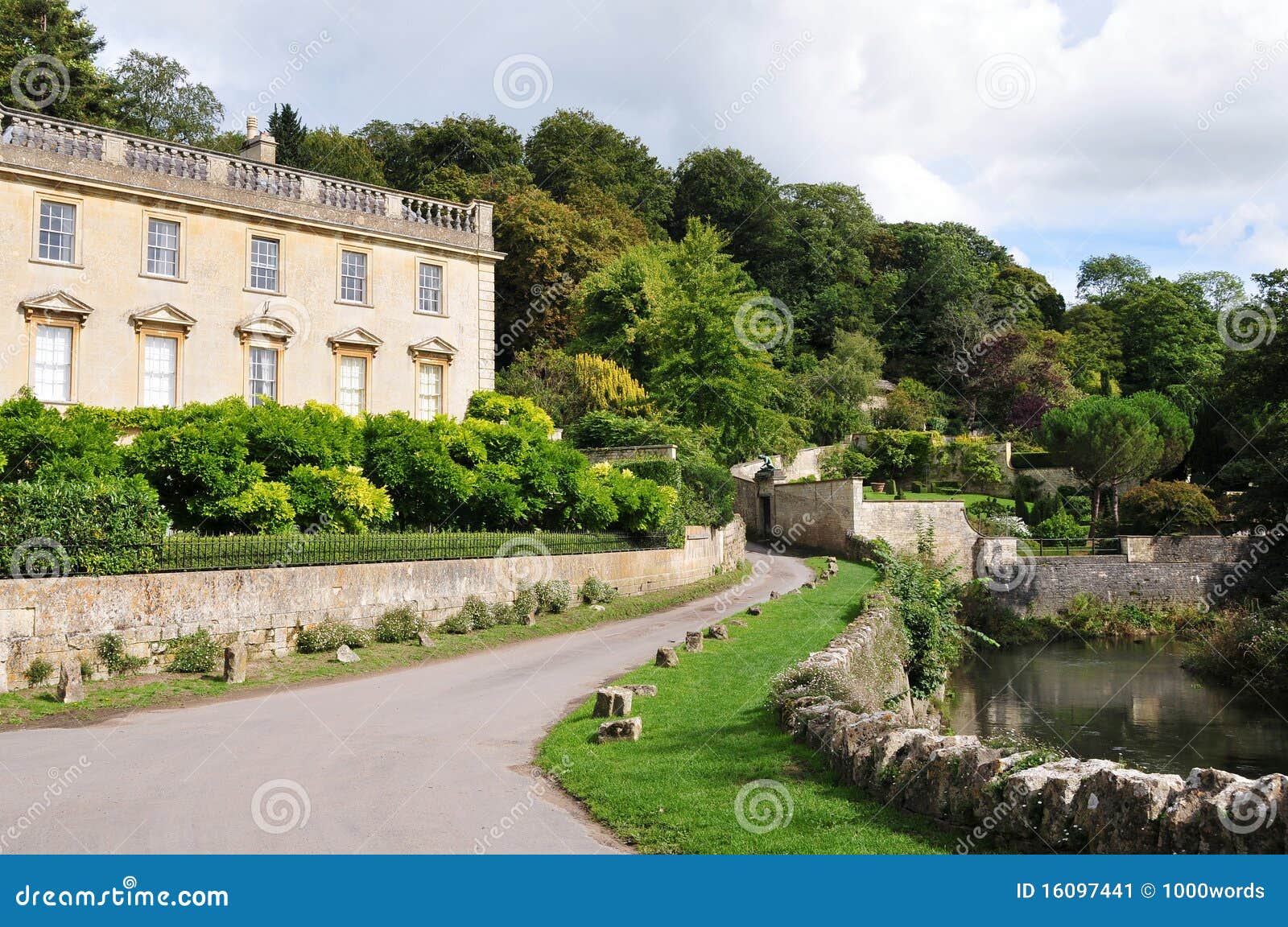 manor house by a river