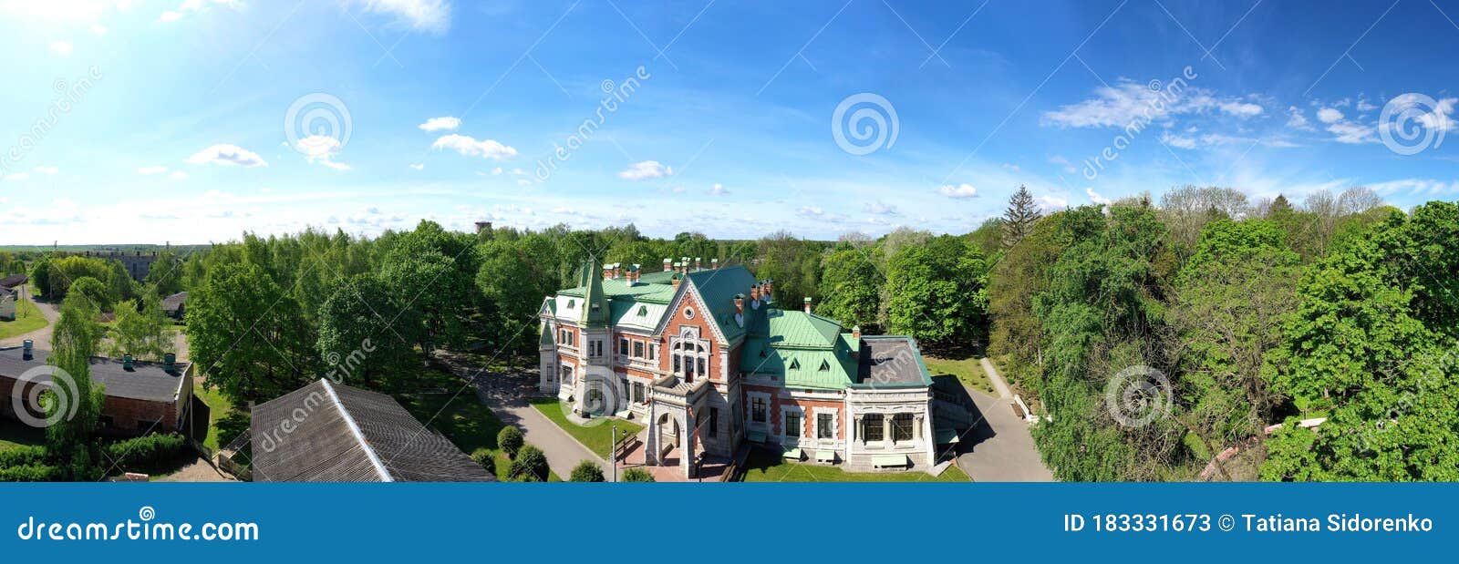 manor of the kozel-poklevsky. the palace and park complex in the agricultural town of krasny bereg red beach. belarus