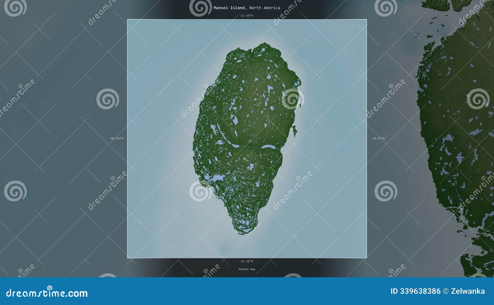 mansel island, canada, highlighted and labelled. physical