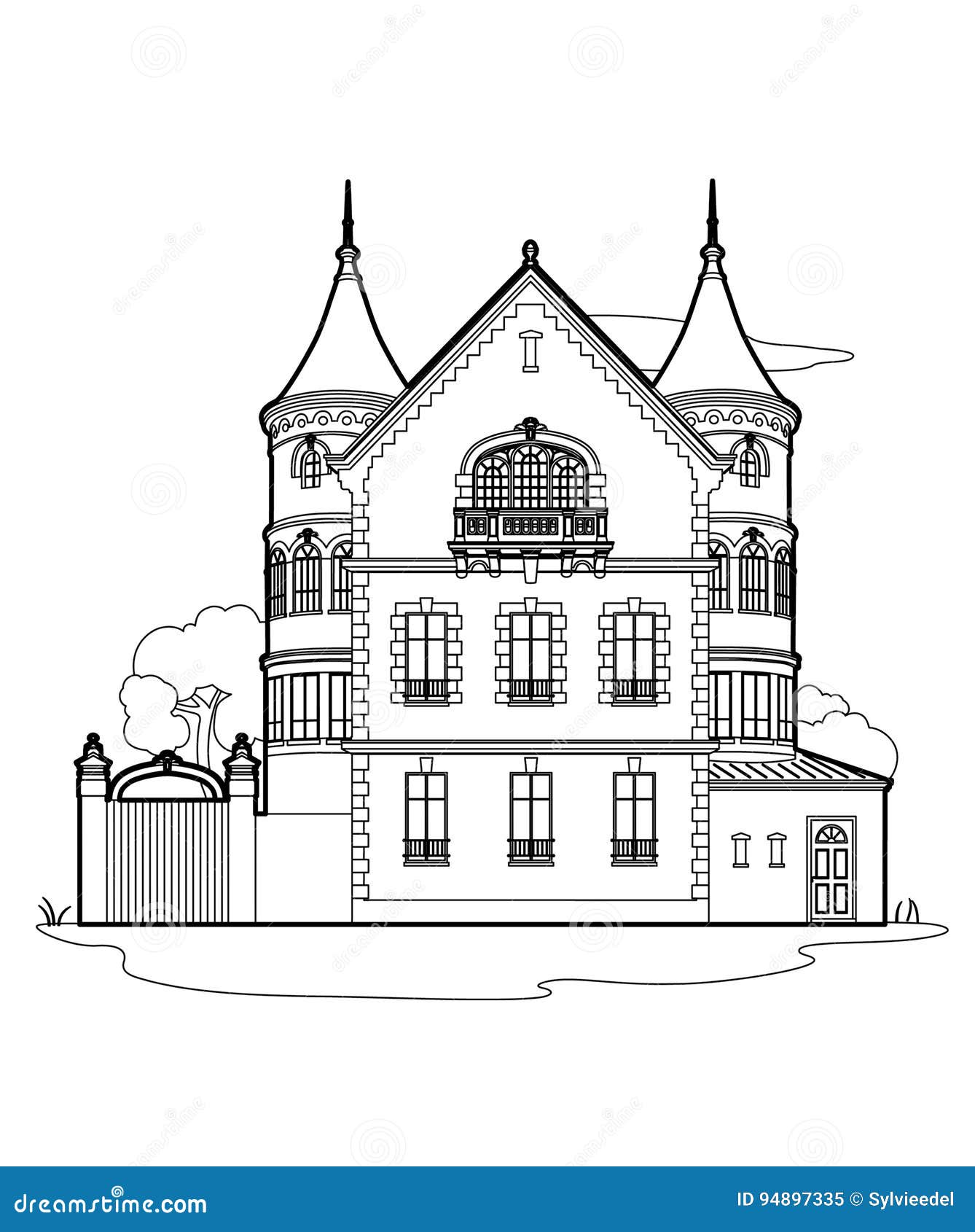 Mansión del dibujo ilustración del vector. Ilustración de vivienda