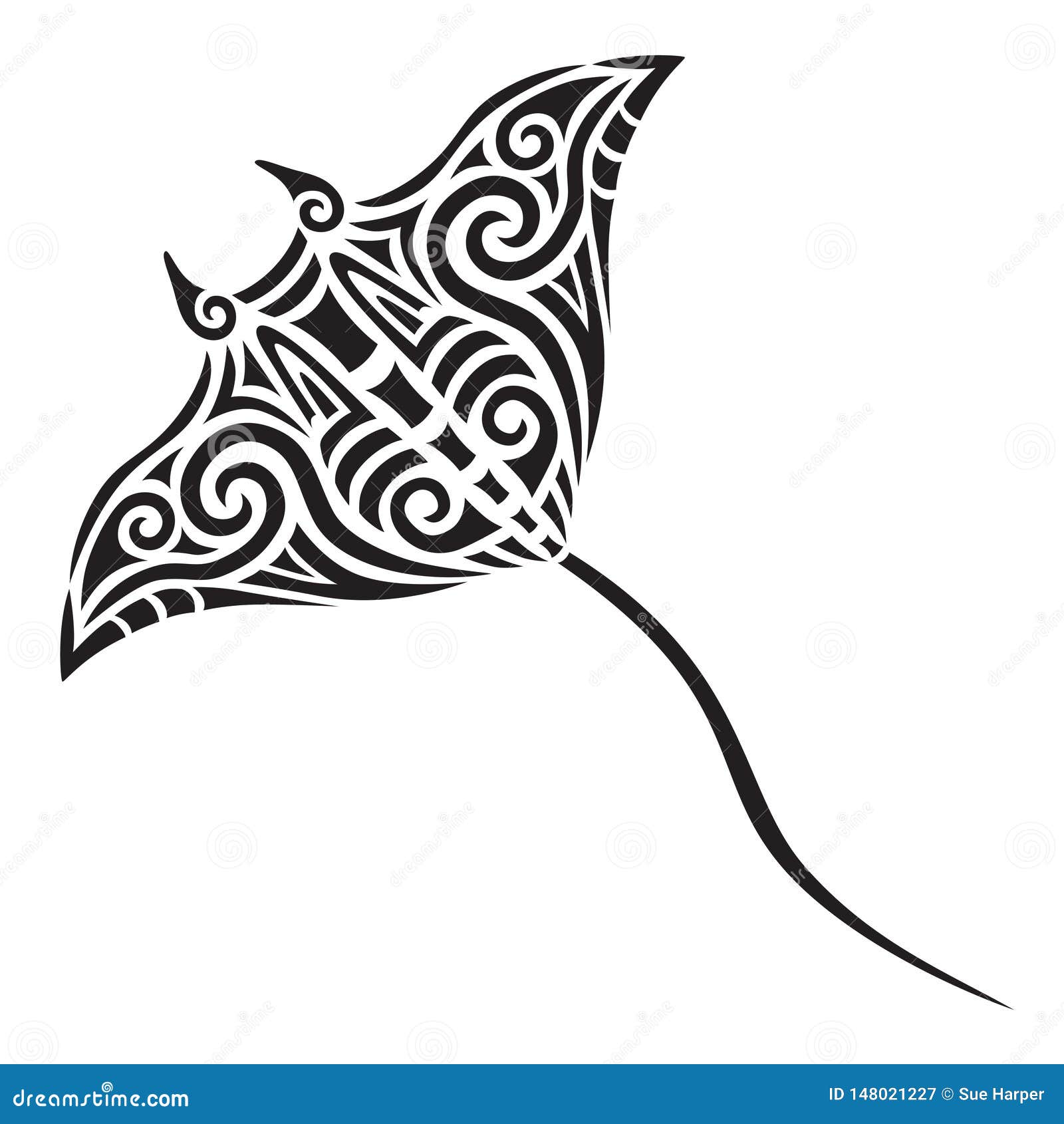 manta ray tattoo tribal stylised maori koru 