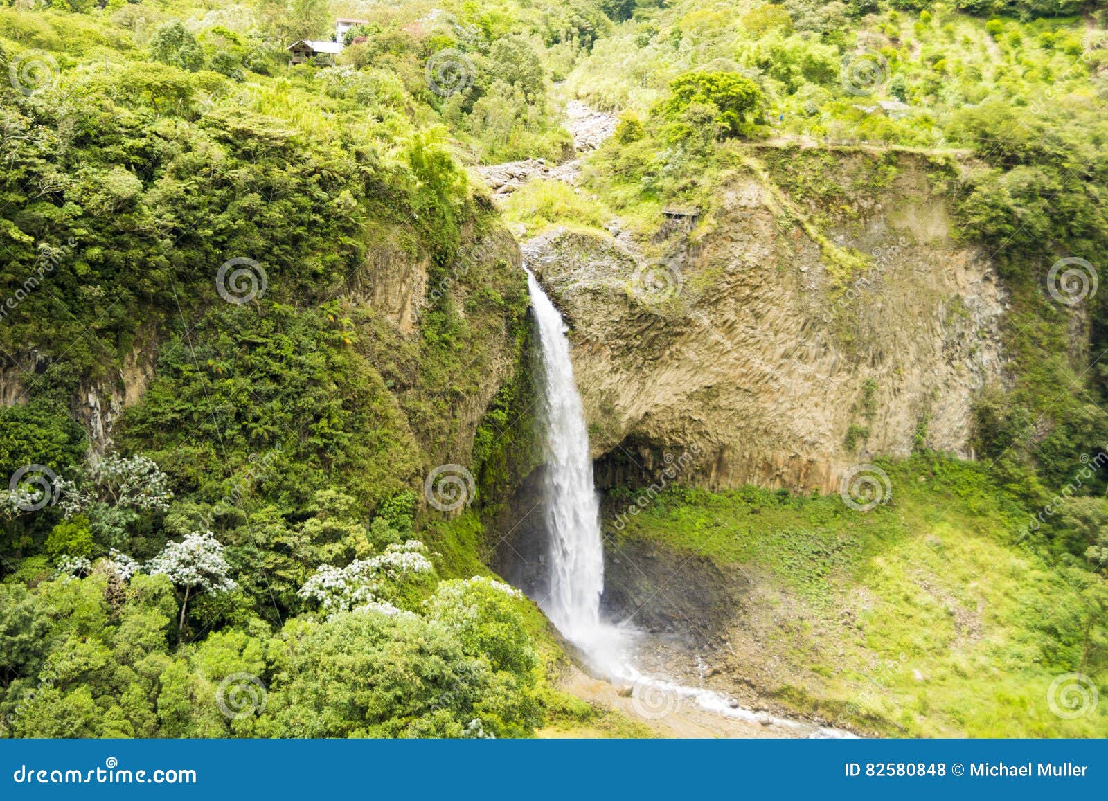 manto de la novia waterfall in the andean mountains