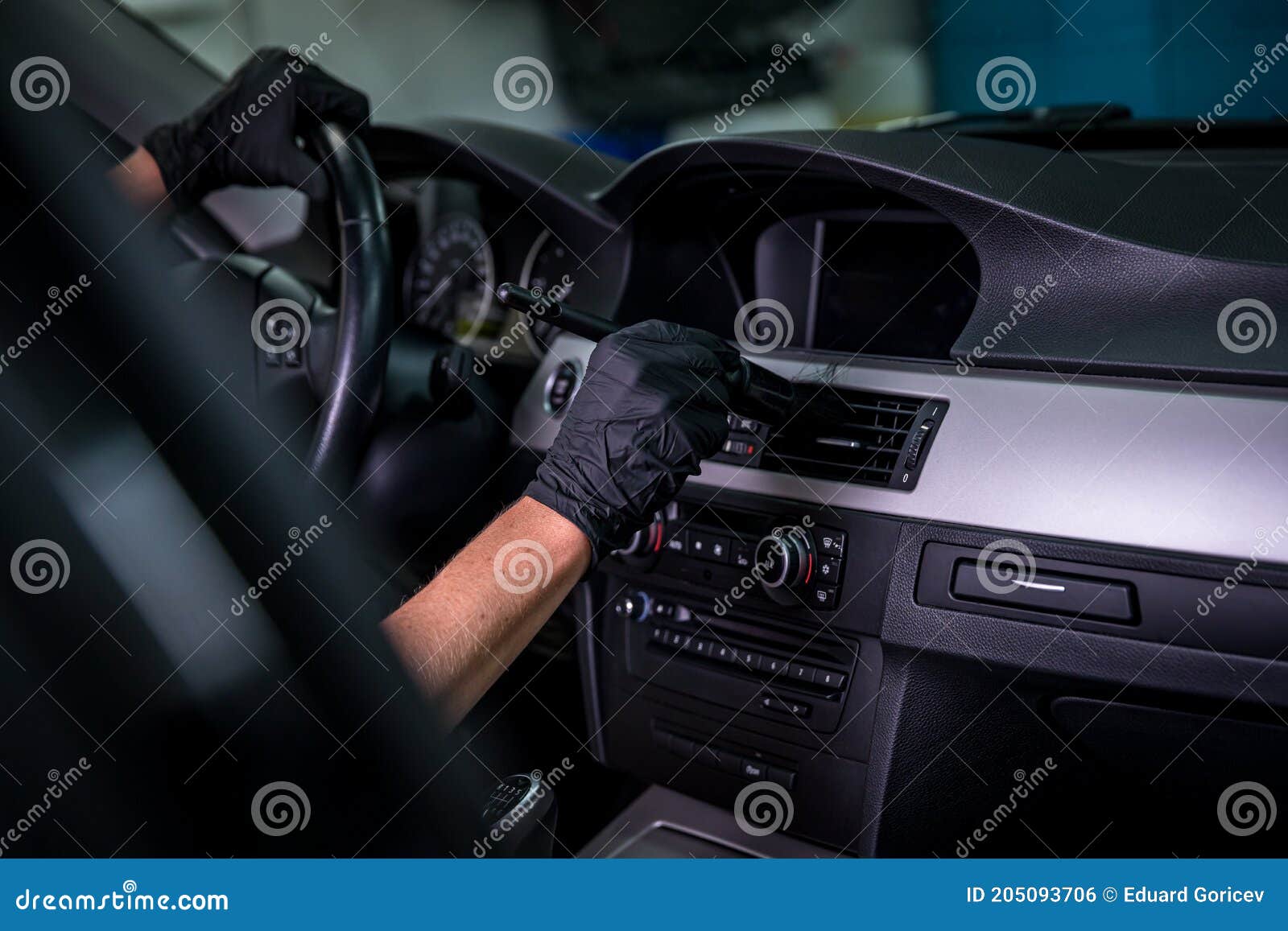 Manual Cleaning of the Car Interior with the Help of Brushing Stock