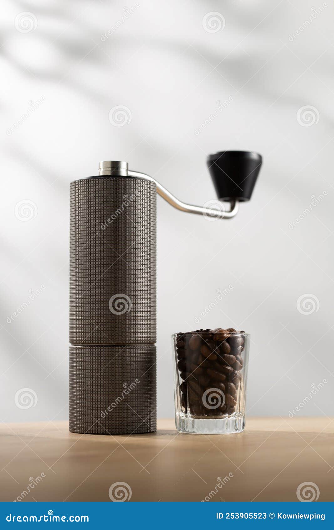 Manual Coffee Grinder and Dark Roast Coffee Beans Stock Image Image