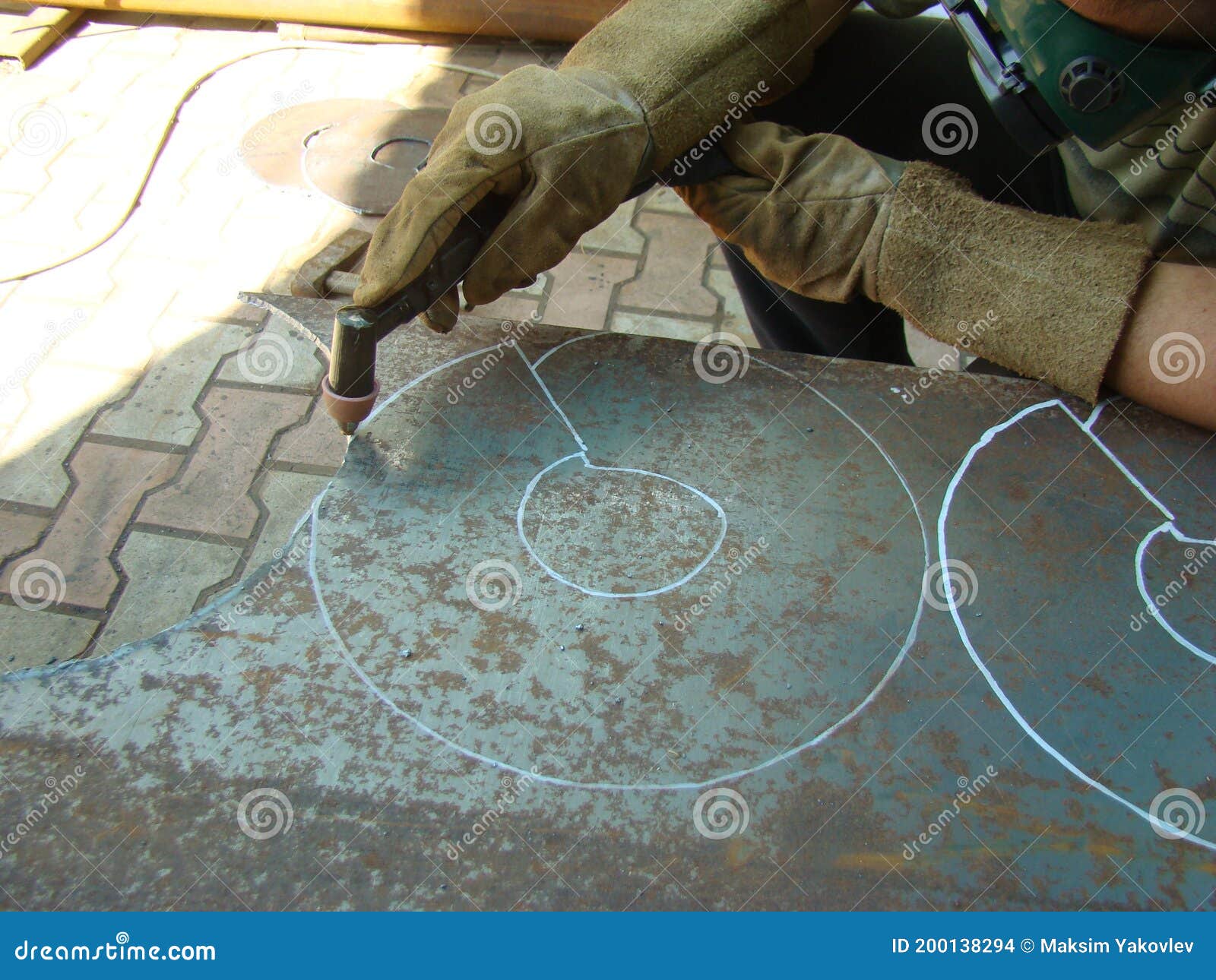 Manual plasma cutter stock photo. Image of manufacturing 200138294