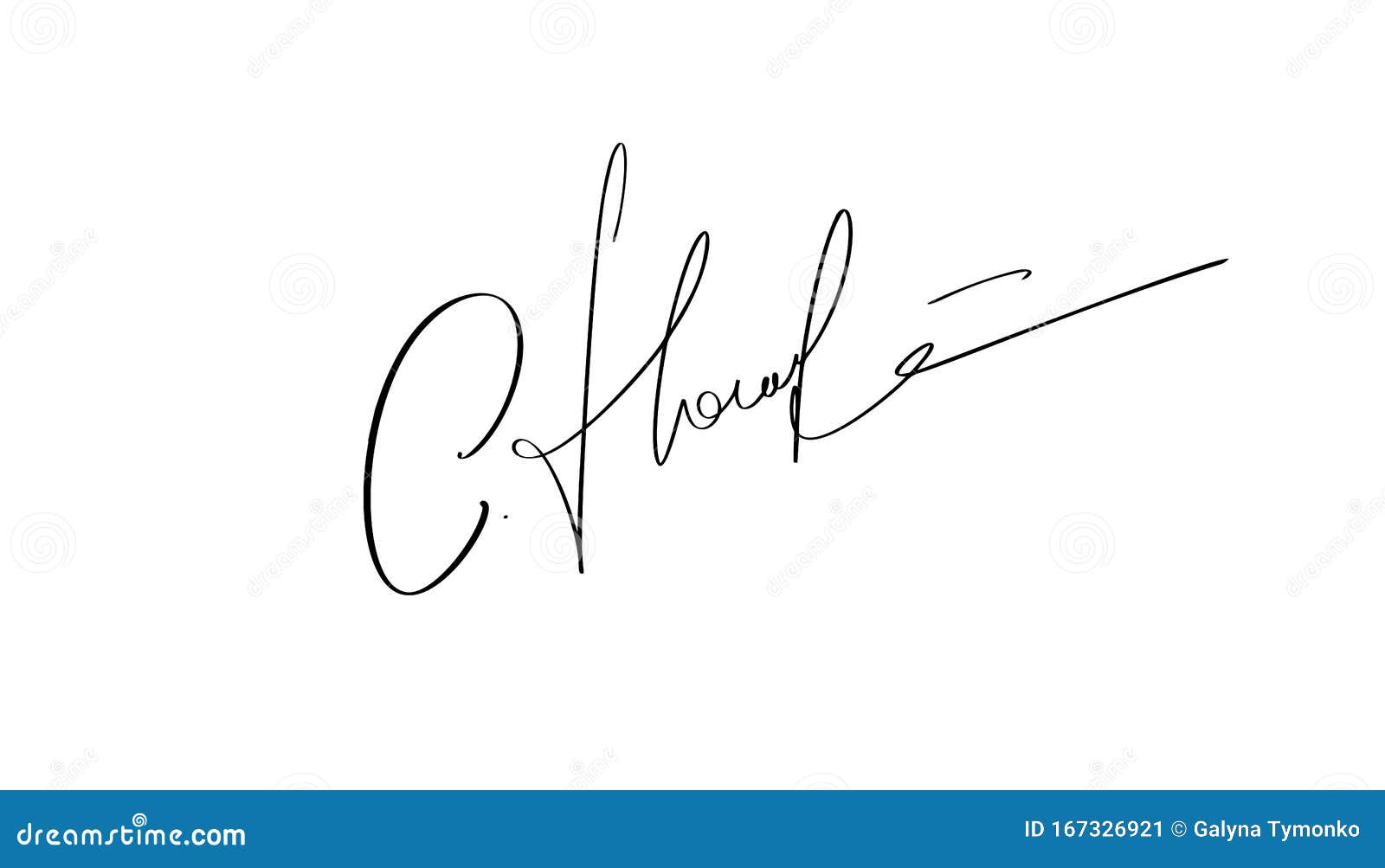 Manual Signature for Documents on White Background. Hand Drawn