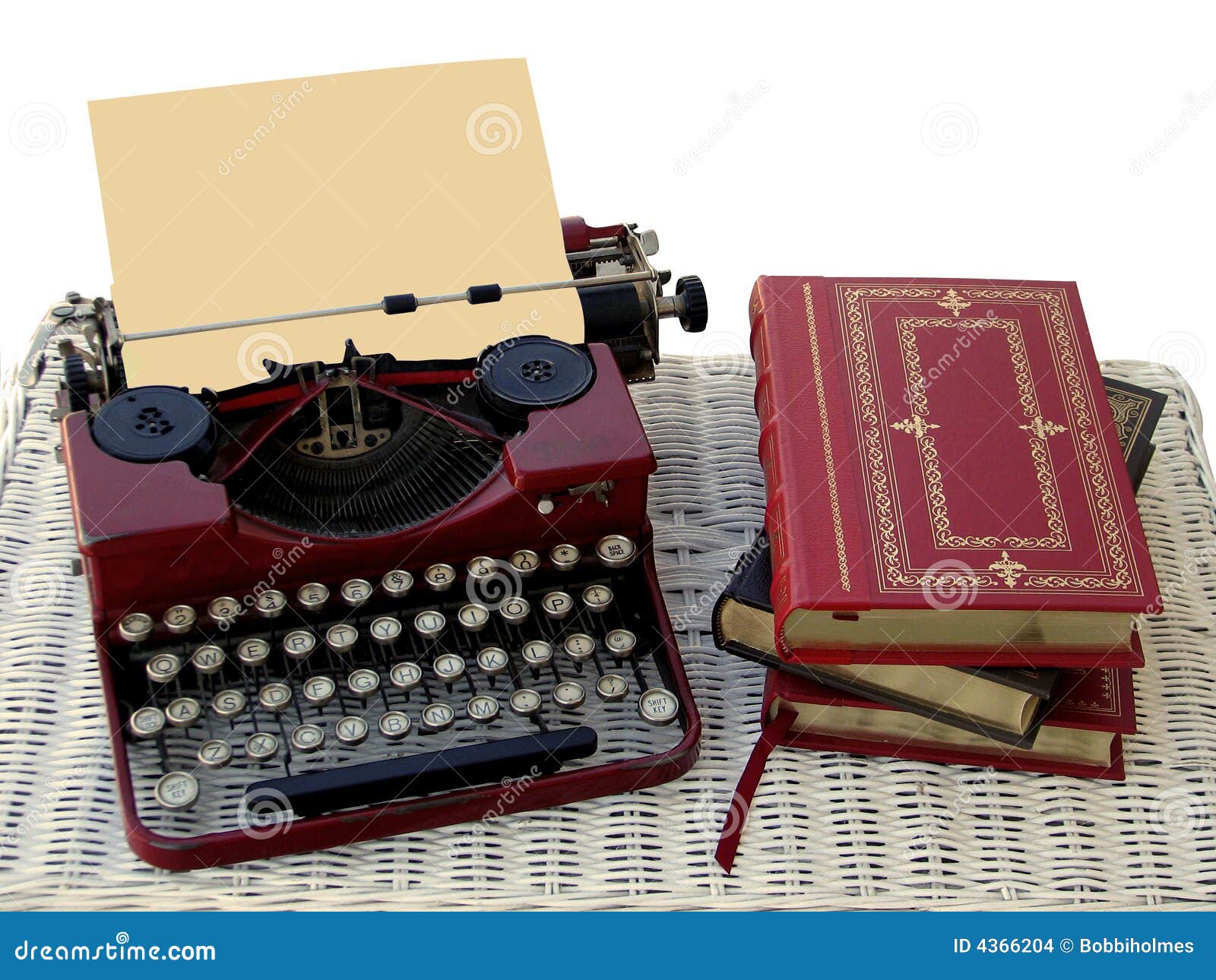 Manual Typewriter and Books Stock Photo Image of desk, wicker 4366204