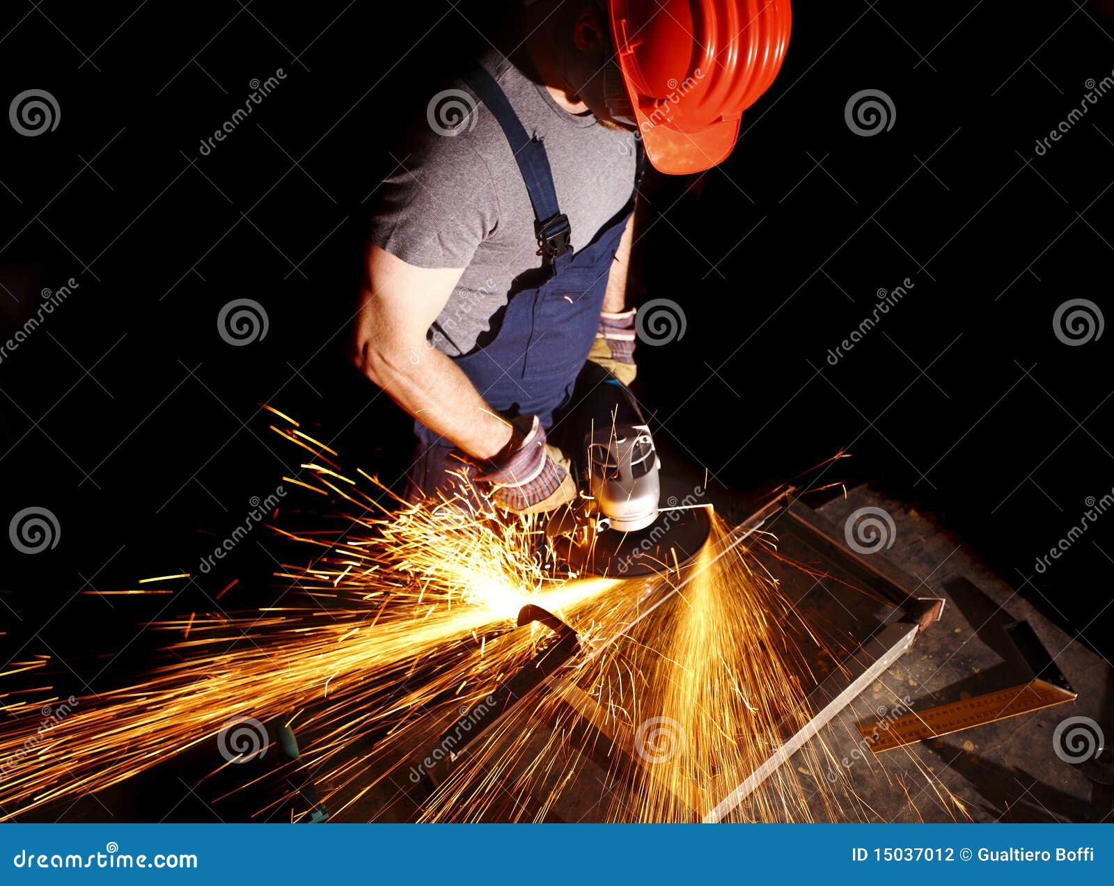 manual worker with grinder