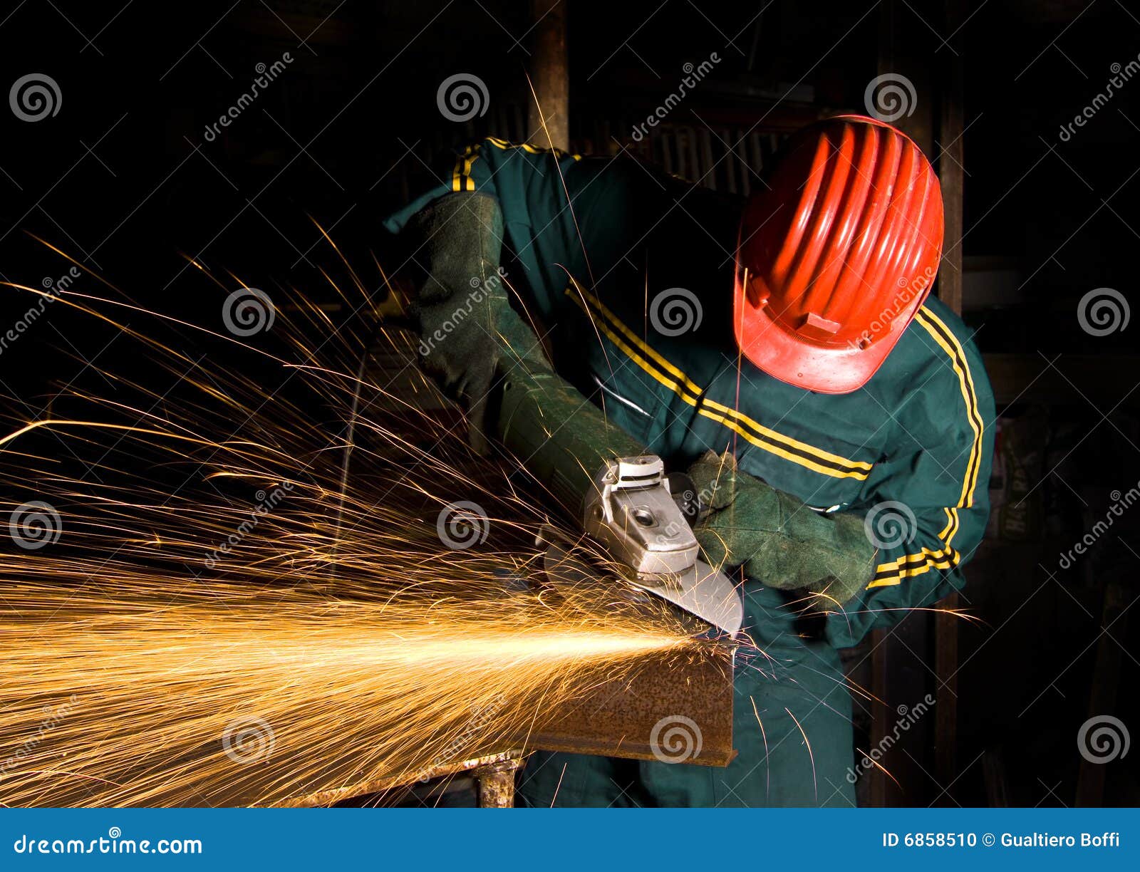 manual worker with grinder