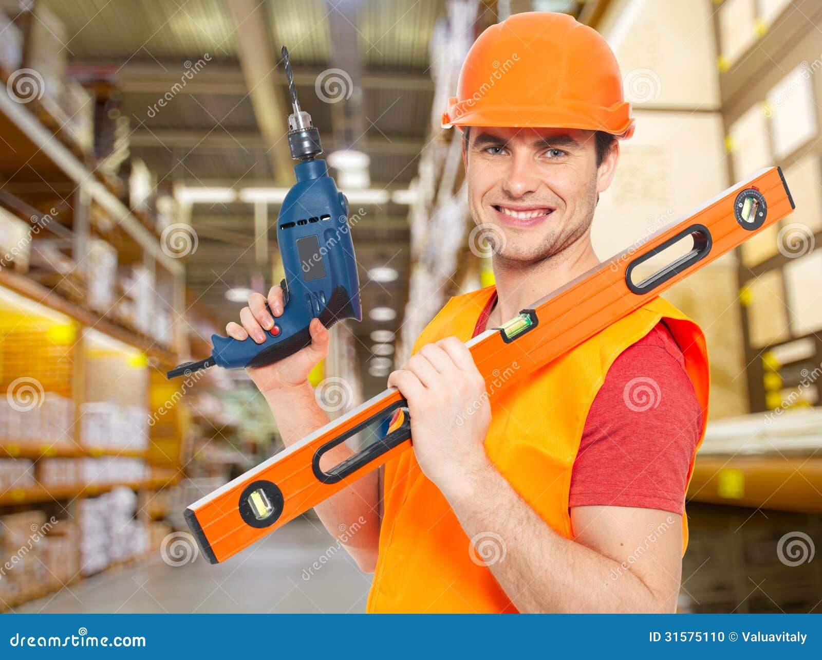 Manual Worker with Tools at Warehouse Stock Photo Image of builder