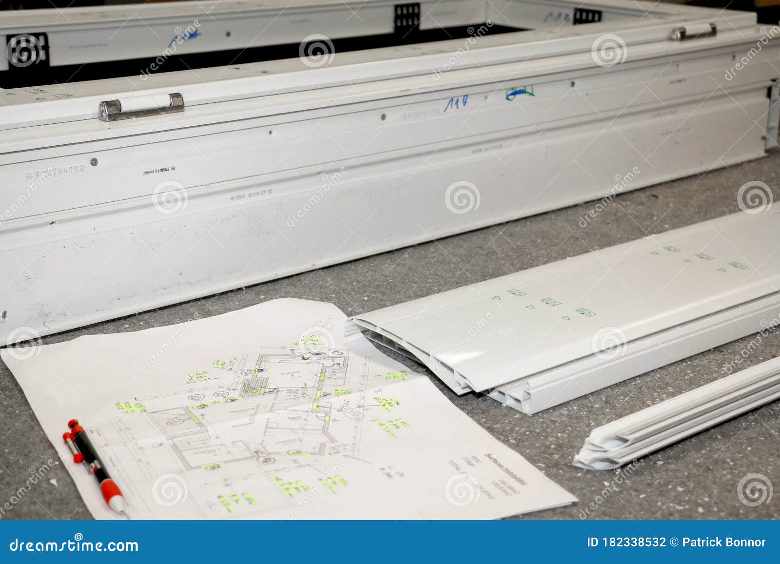 Manufacture of PVC joinery stock photo. Image of room 182338532