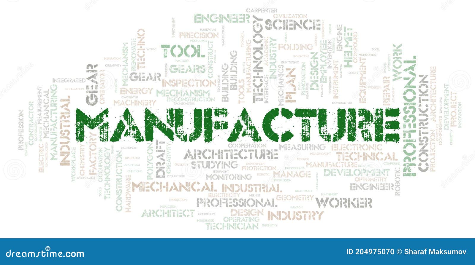 Manufacture Typography Word Cloud Create with the Text only Stock