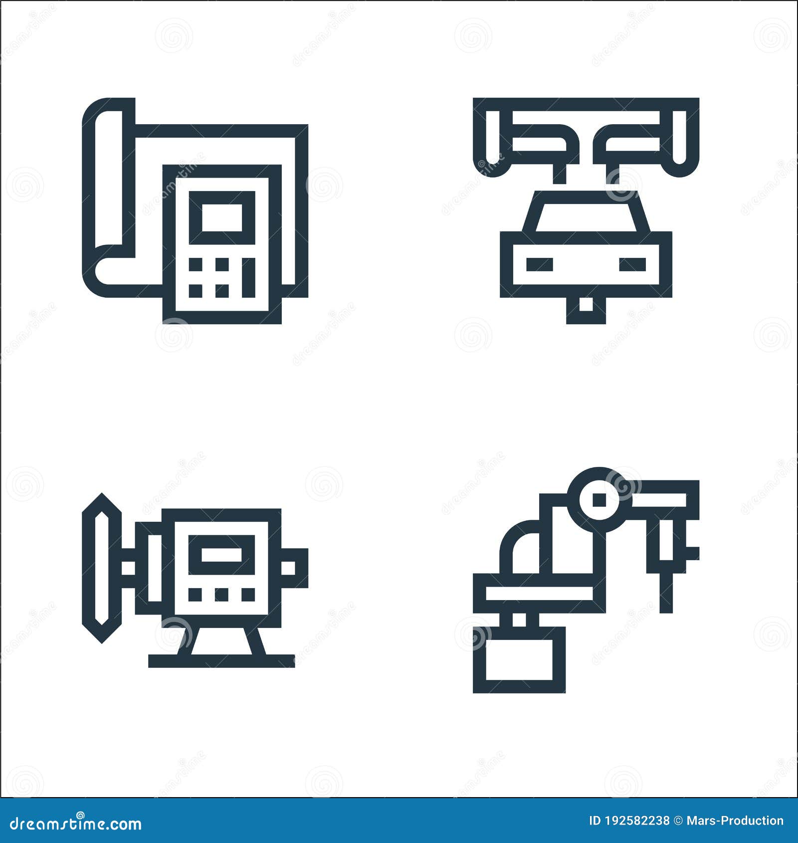 Manufacturing Line Icons. Linear Set Stock Vector Illustration of