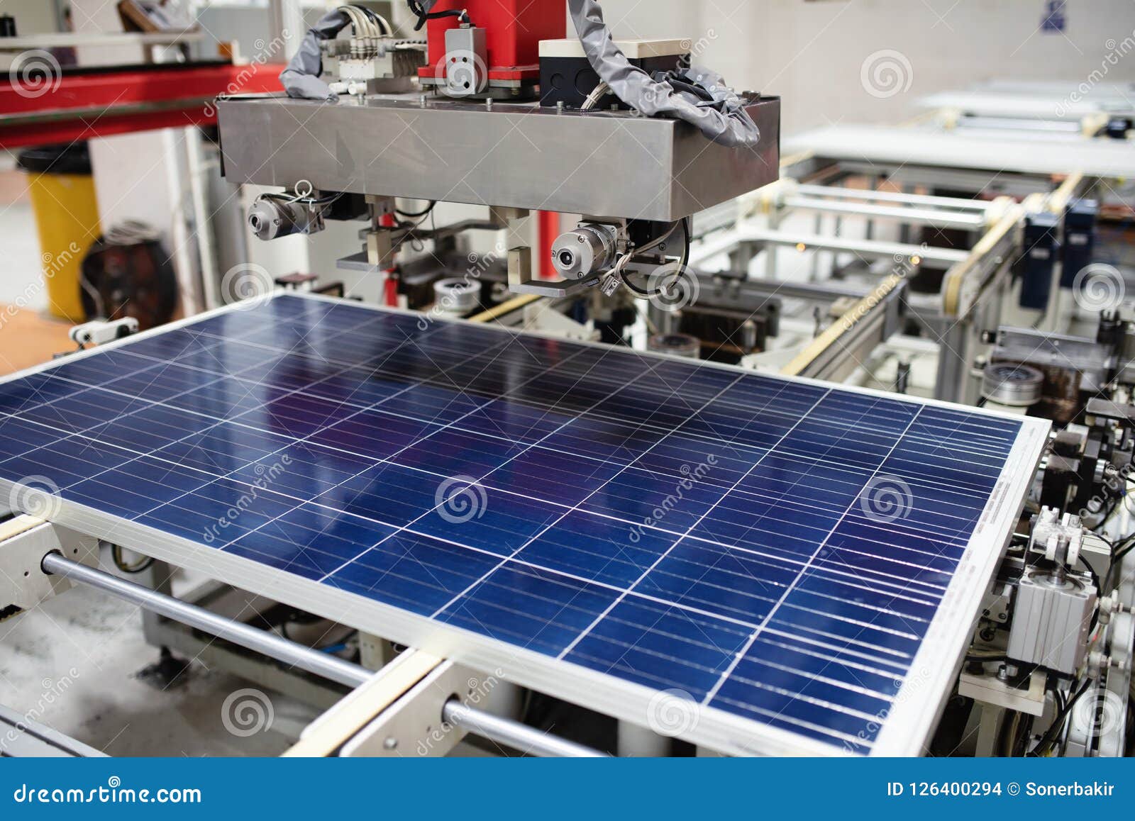 manufacturing of solar panel system in factory.industry concept