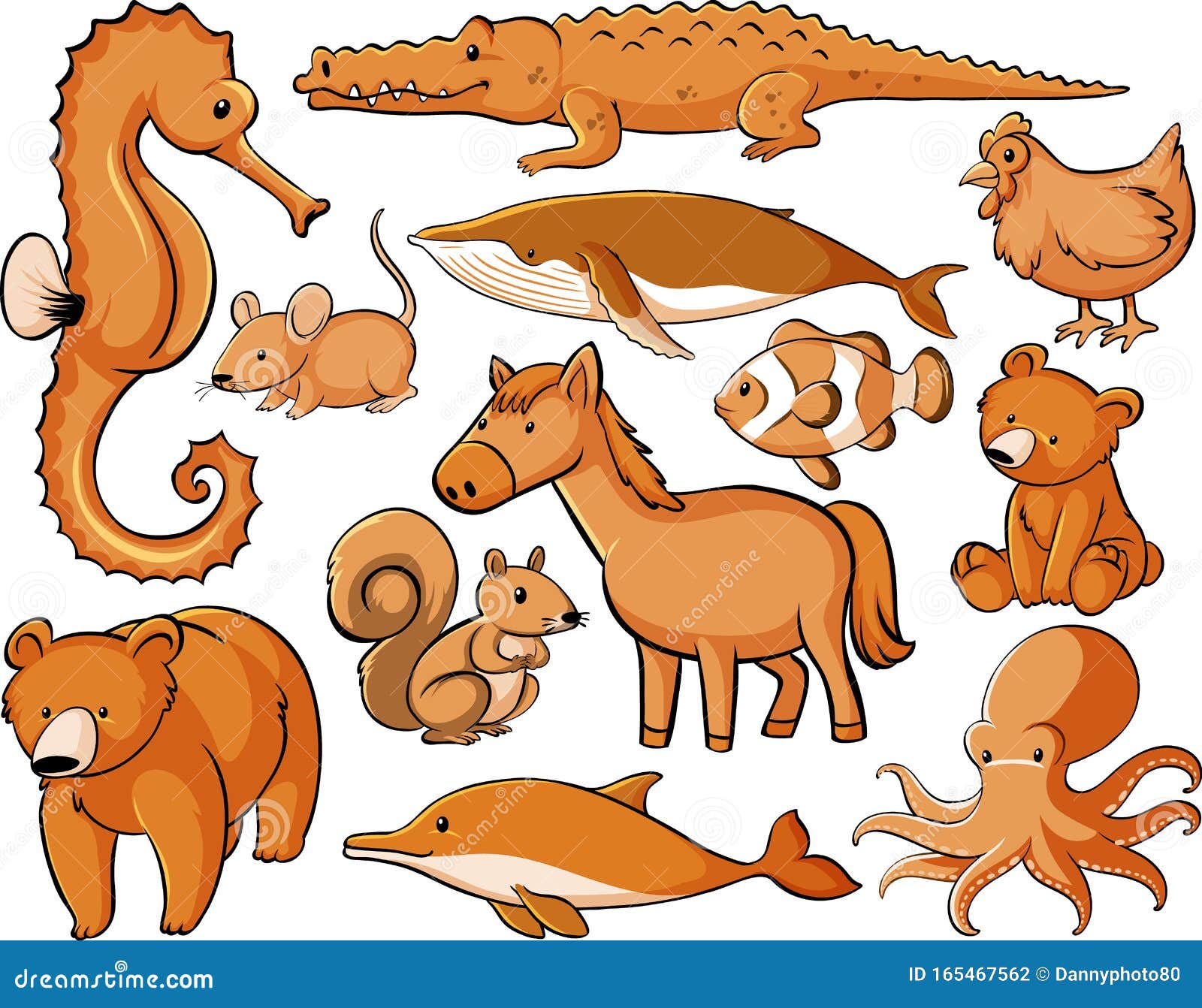 Many Animals in Orange Color Stock Vector   Illustration of ...