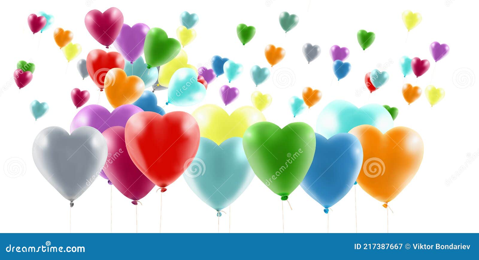 Many Balloons In The Shape Of A Stylized Heart 3d Image Stock