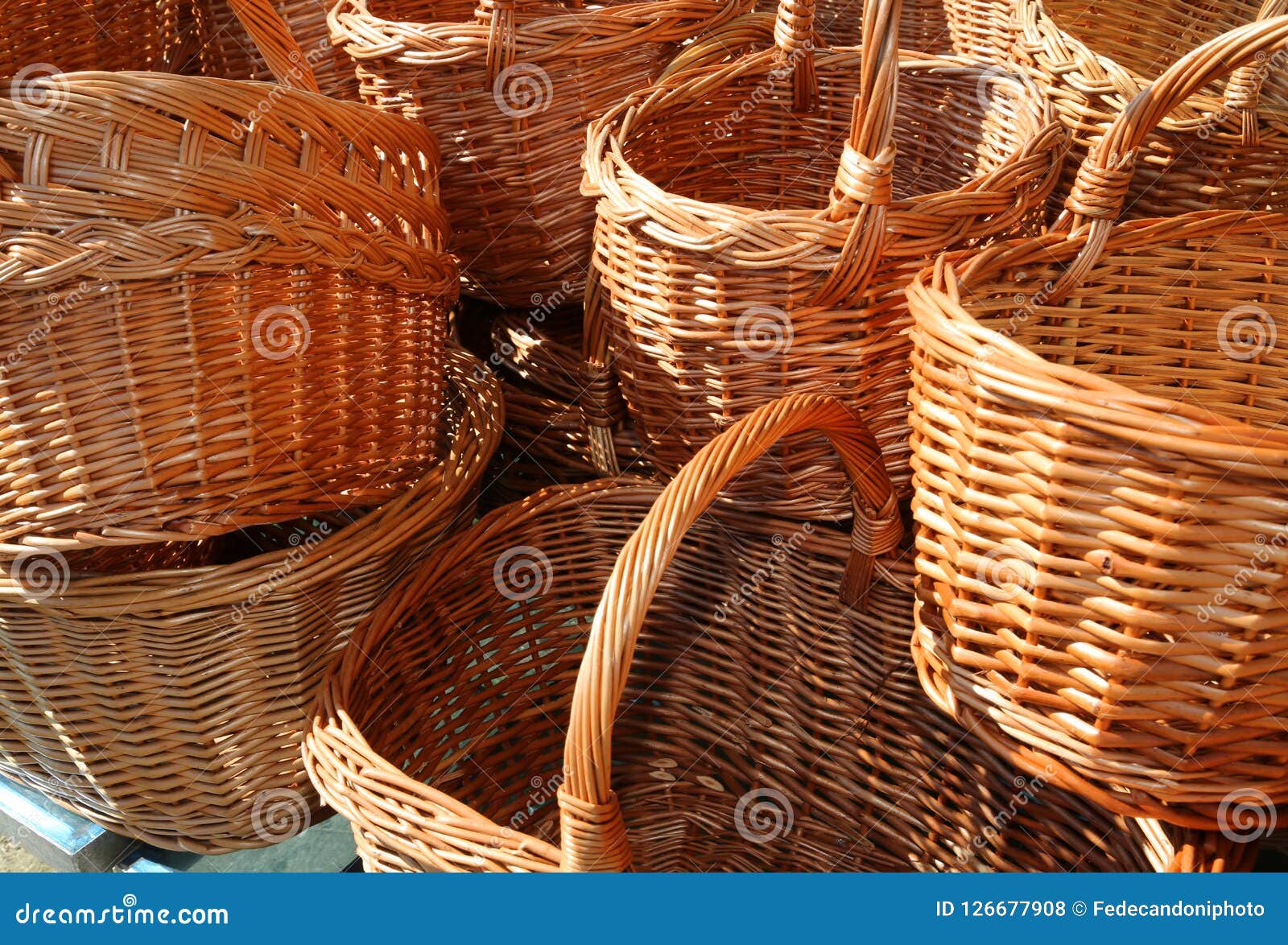 Many Baskets in Wicker Sale Stock Photo - Image of vimini, weaving: 126677908