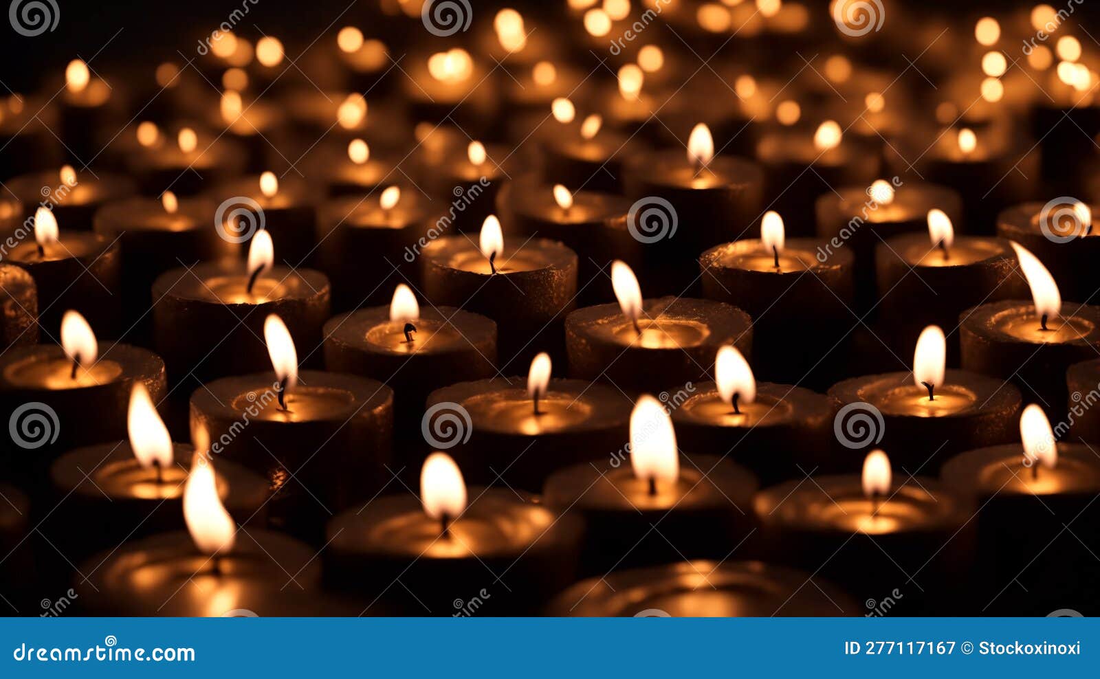 Many Beautiful Candles at Night Stock Illustration Illustration of