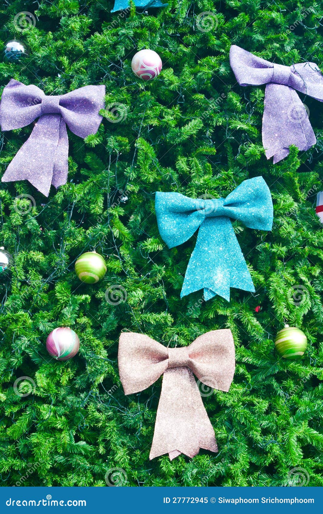 Many Big Bow on Christmas Tree Stock Image Image of christmas, gift