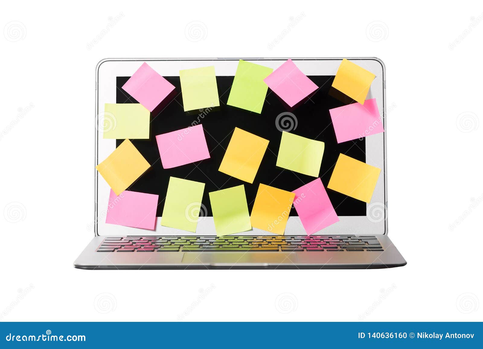 psykologi Lyn dejligt at møde dig Many Blank Sticky Notes Covering a Laptop Screen Isolated White Background.  Concept of Deadlines or Ideas Stock Photo - Image of agenda, colorful:  140636160